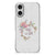iPhone 16 plus Telefoonhoesje met Naam Boho Text transparant ontwerp peace love aanzicht