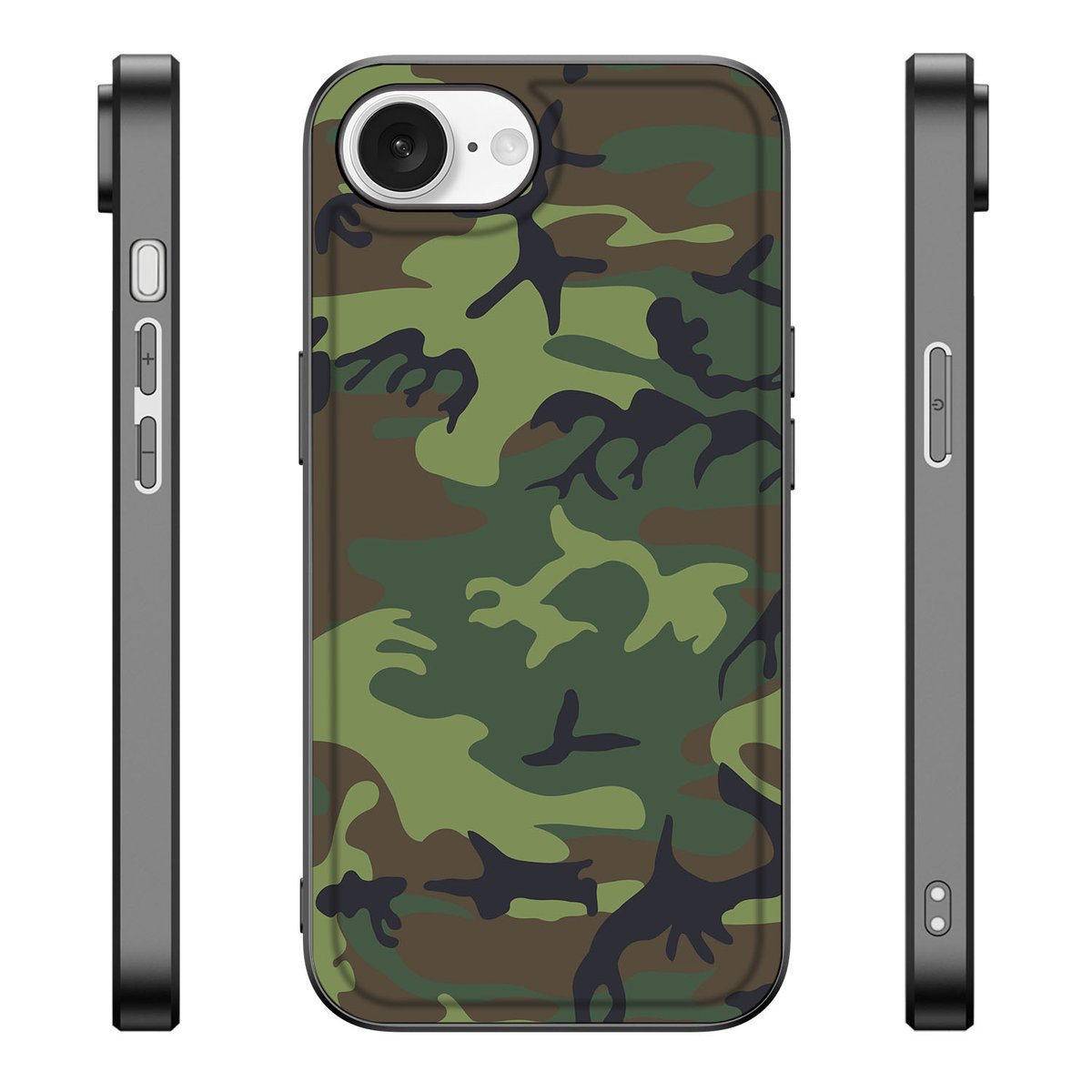 Apple iPhone 16e Back Case Army Dark camouflage design zijaanzicht