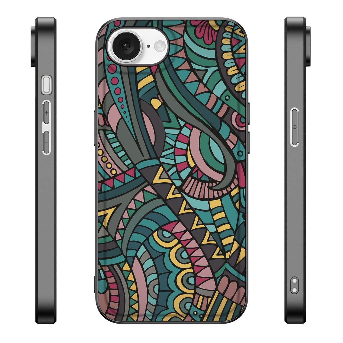 Apple iPhone 16e Back Case Aztec patronen print zijkanten