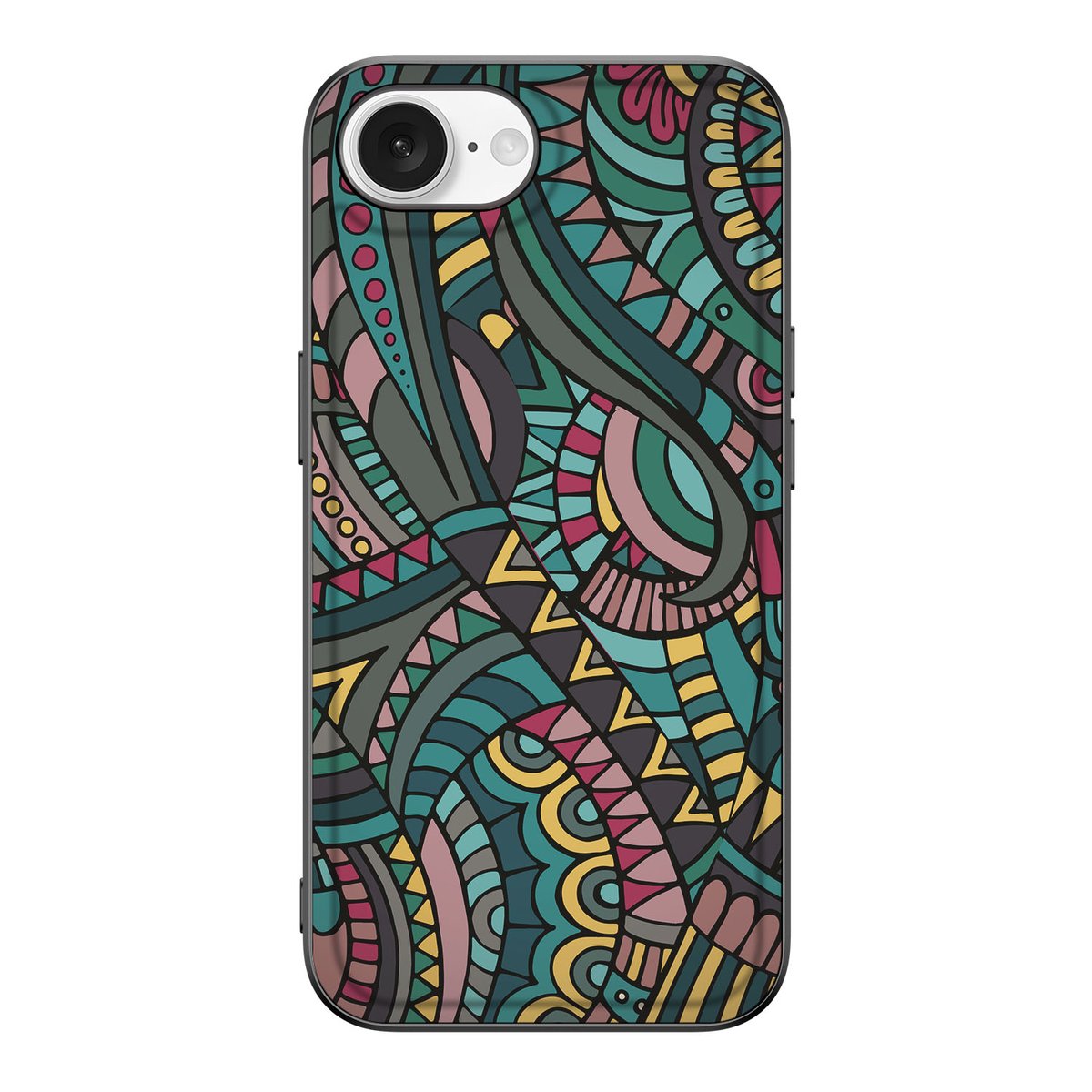 Apple iPhone 16e Back Case Aztec patronen print achterzijde