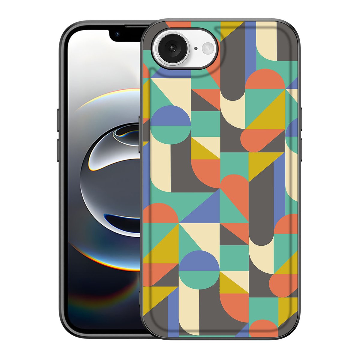 Apple iPhone 16e iPhone 16e Back Case Funky Retro patroon aanzicht