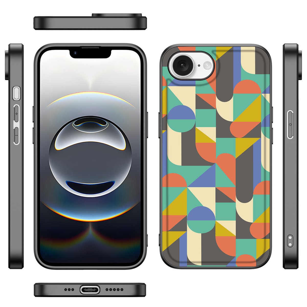 Apple iPhone 16e Back Case Funky Retro funky retro voorkant achterkant zijkanten