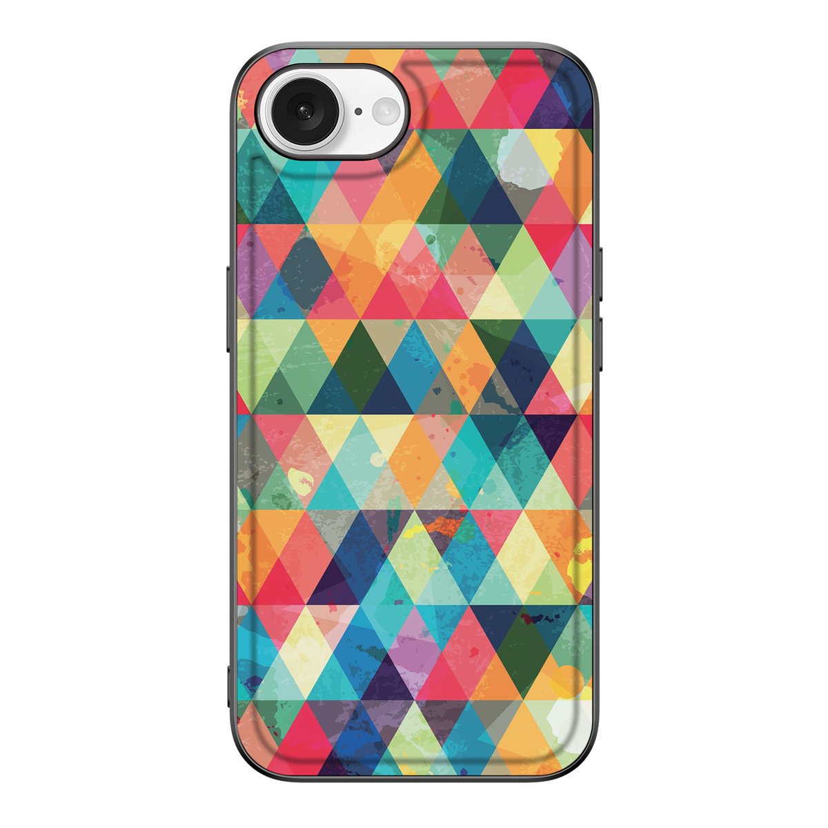 Apple iPhone 16e Back Case Geruit patroon gekleurde driehoeken