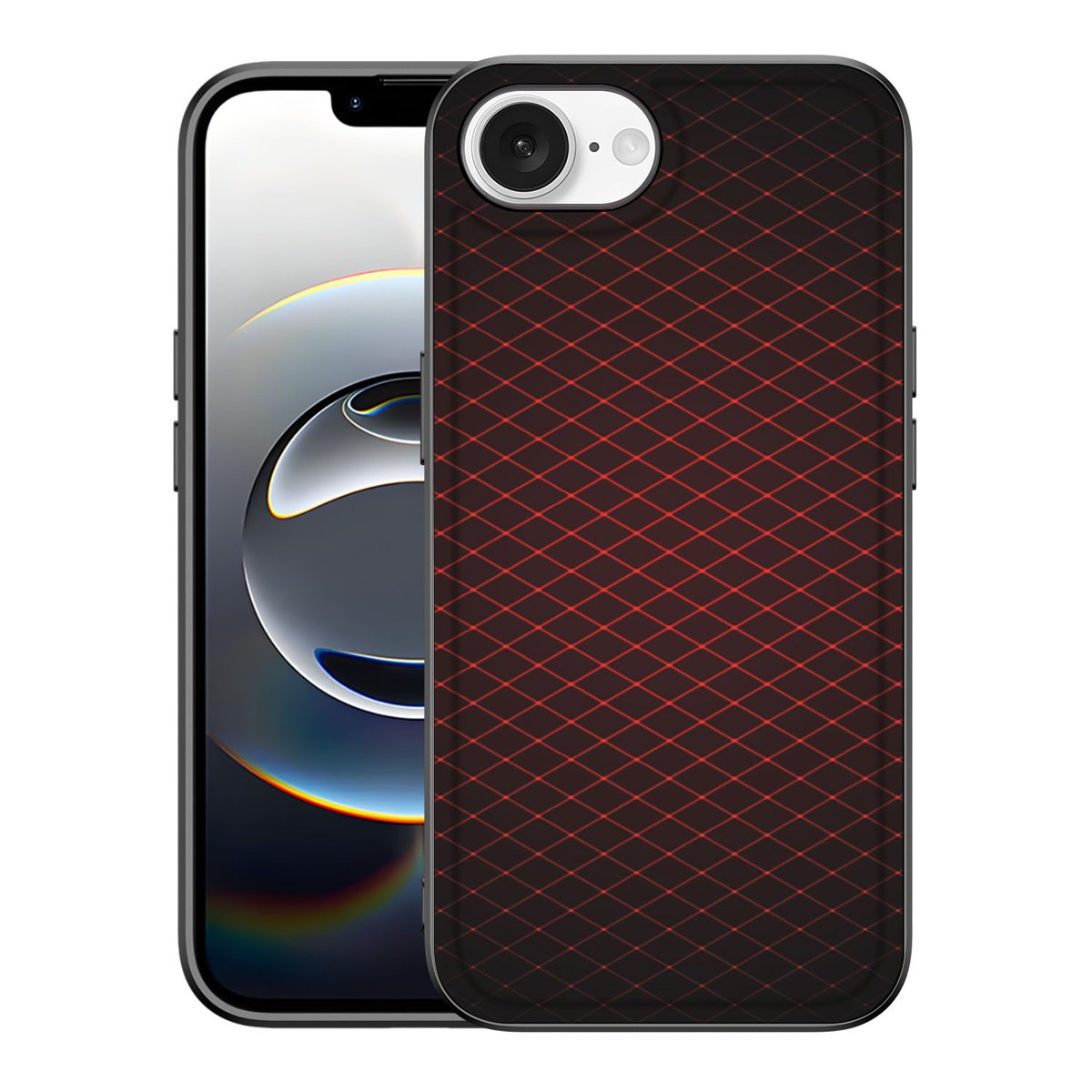 Apple iPhone 16e Back Case Geruit Rood hoesje patroon design achterkant