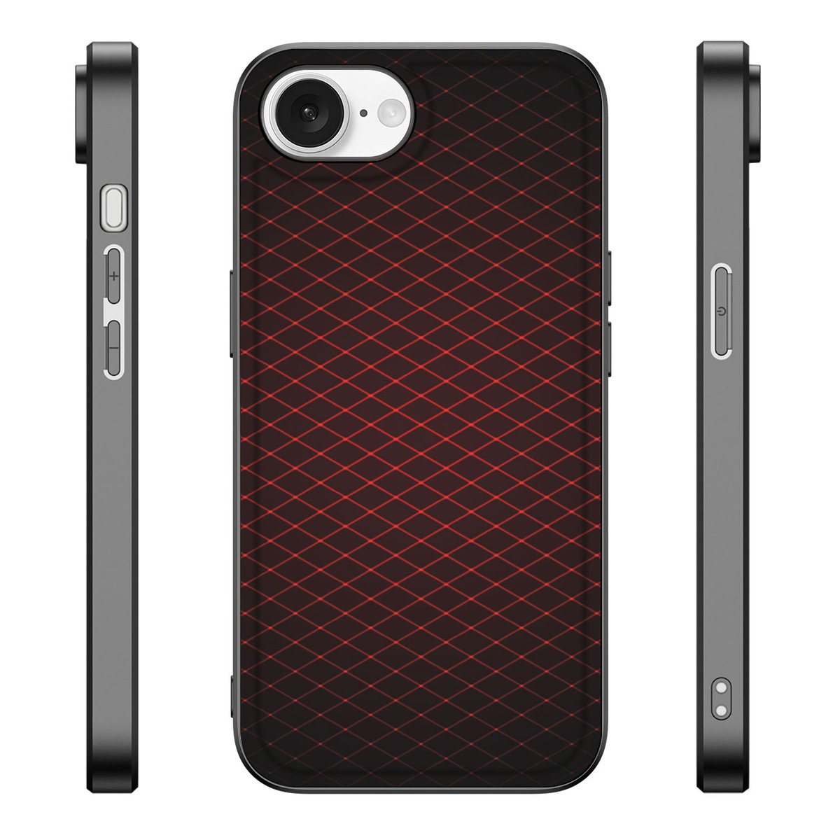 Apple iPhone 16e Back Case Geruit Rood hoesje ruit patroon zijkanten