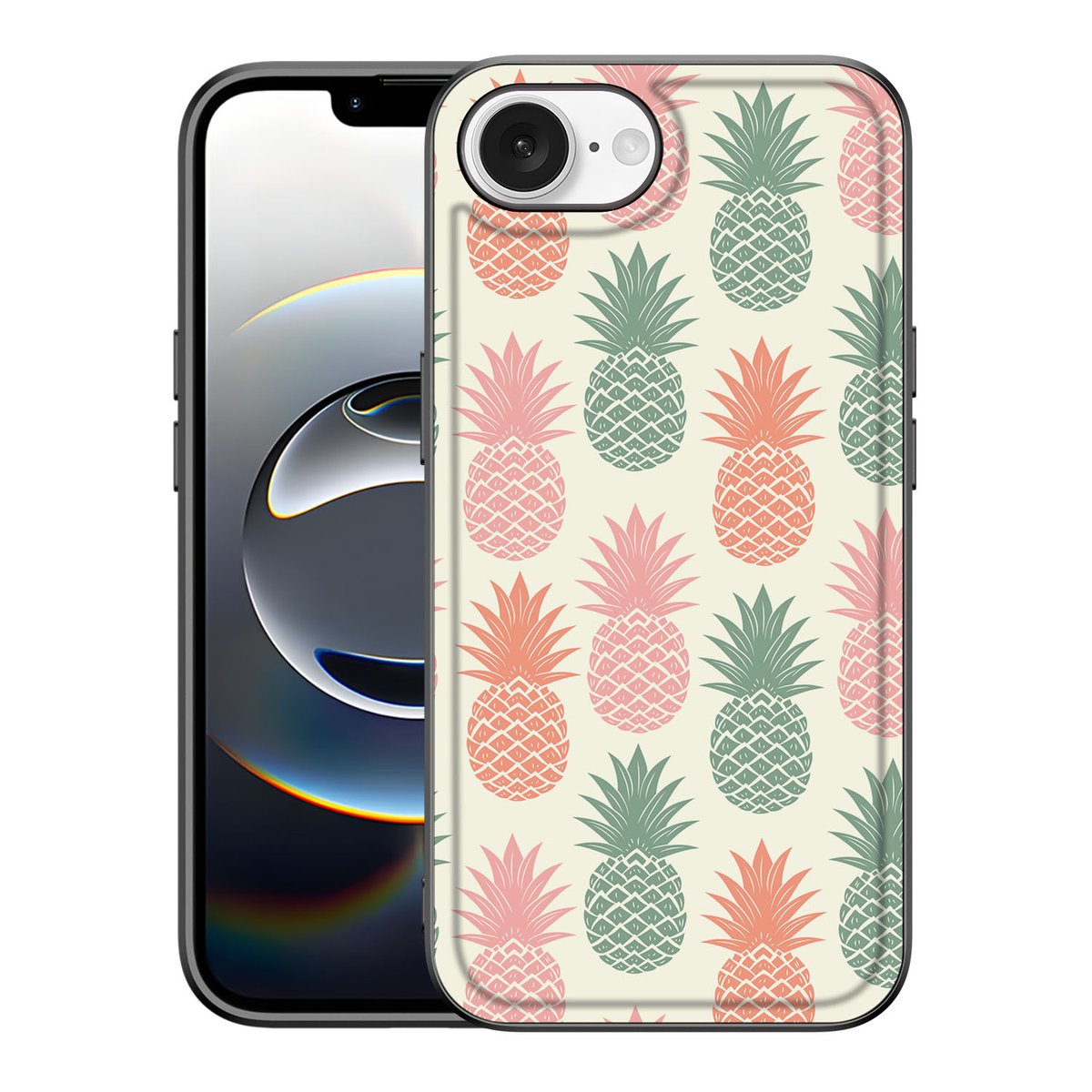 Apple iPhone 16e Back Cover Hoesje Ananas ananas print achterkant