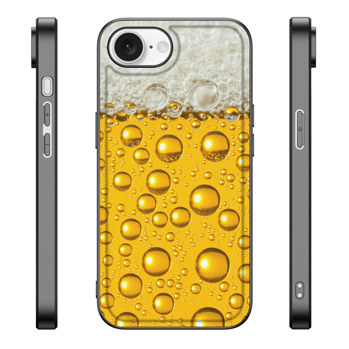 Apple iPhone 16e Back Cover Hoesje Bier Eten Drinken design voorkant zijkanten