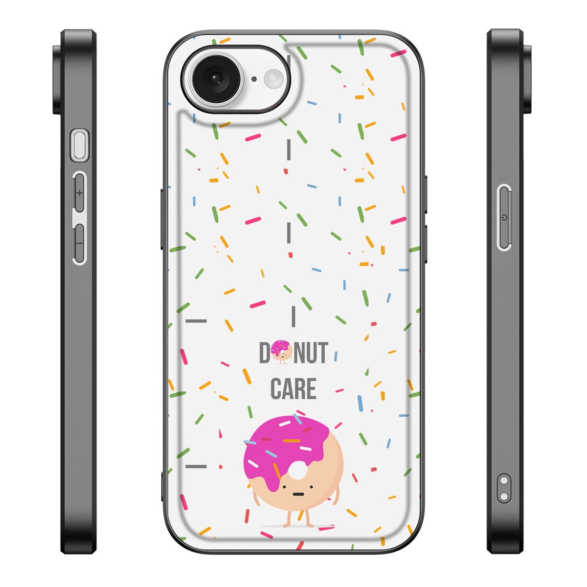 Apple iPhone 16e Back Cover Hoesje Donut Roze Donut design achterzijde