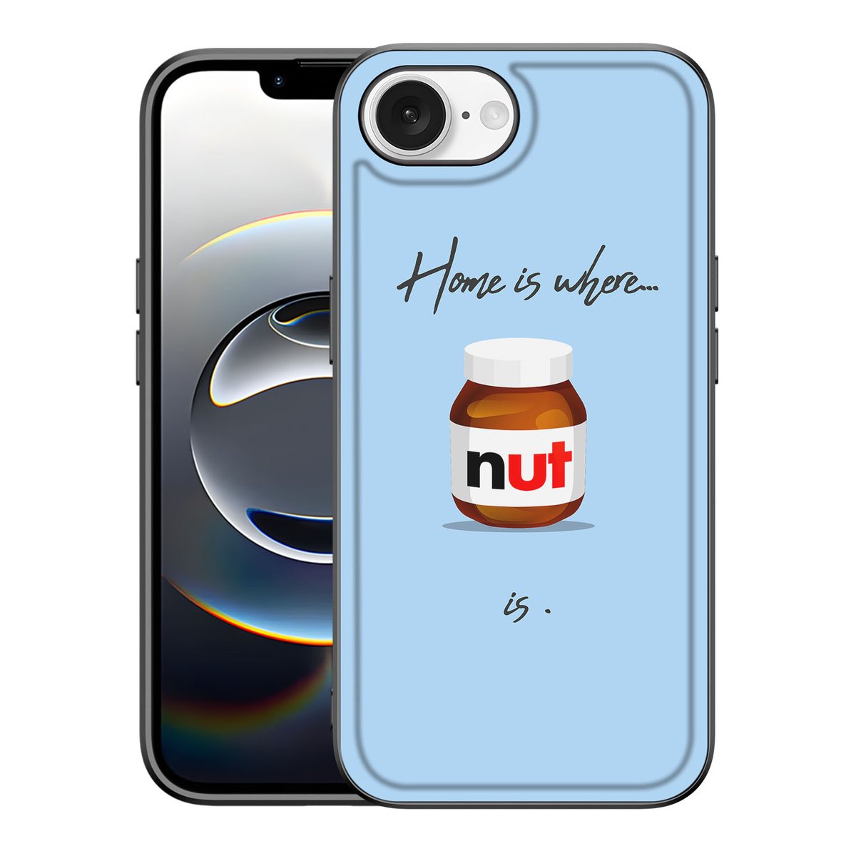 Apple iPhone 16e Back Cover Hoesje Nut Home eten en drinken design voorkant