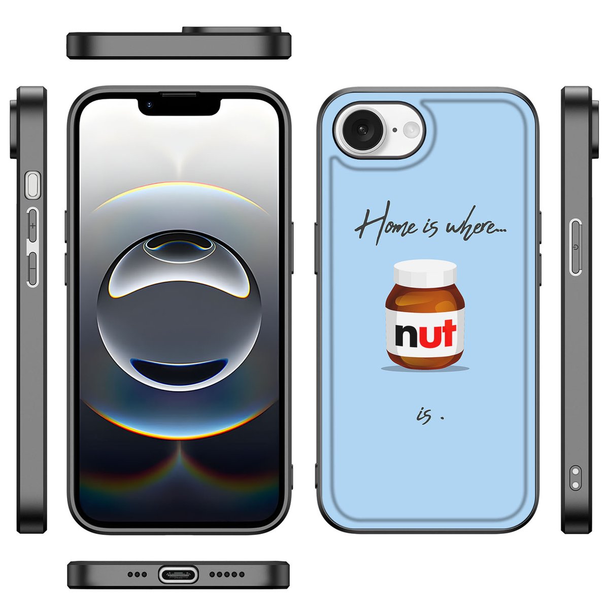 Apple iPhone 16e Back Cover Hoesje Nut Home eten en drinken design aanzicht