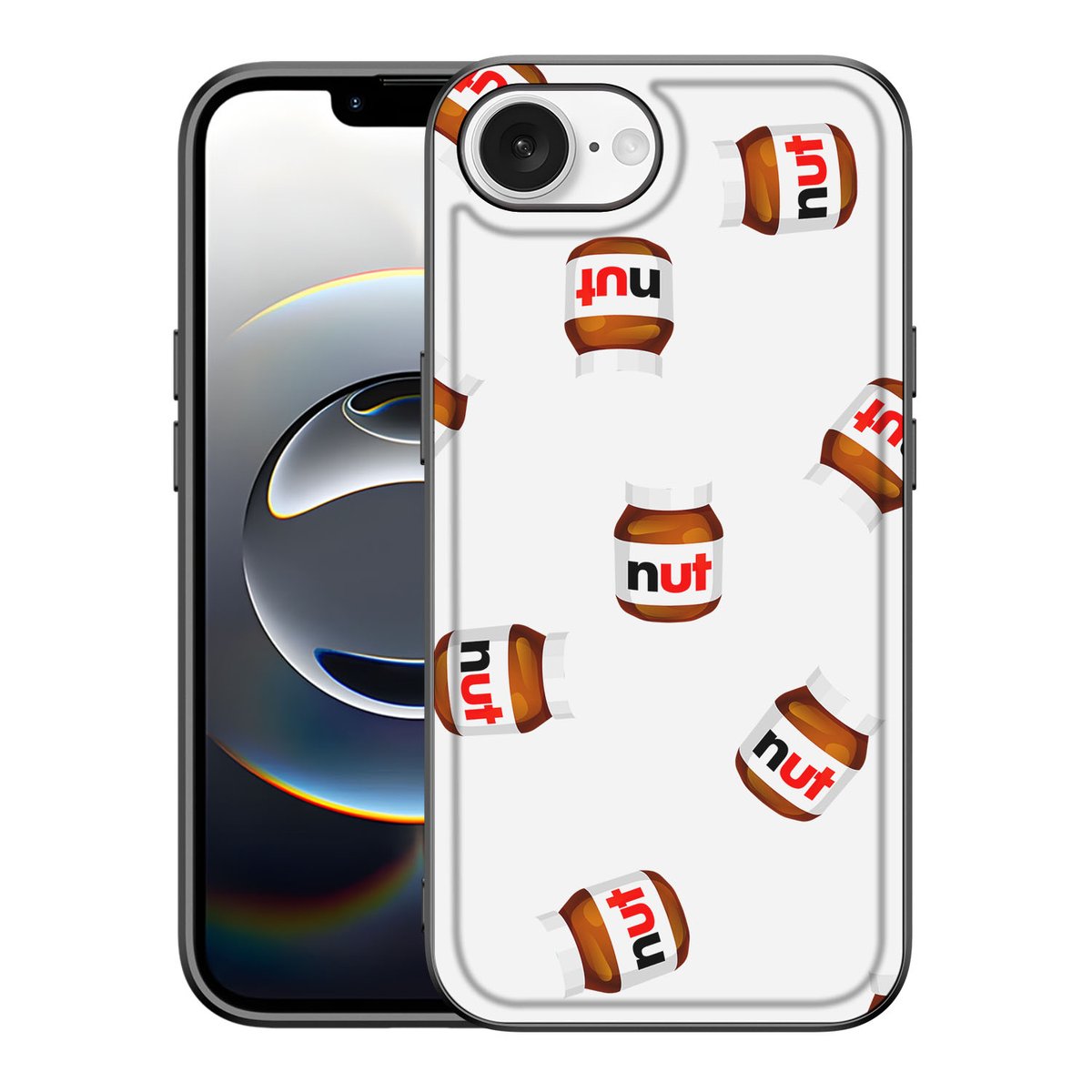 Apple iPhone 16e iPhone 16e Back Cover Hoesje Nut Jar design Nut Jar aanzicht