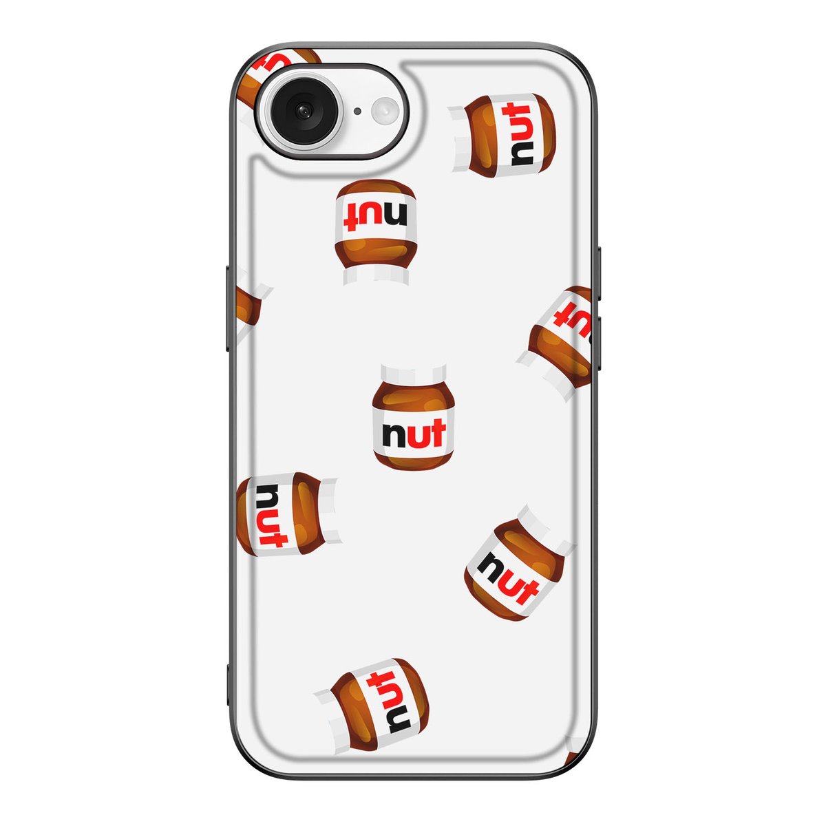 Apple iPhone 16e Back Cover Hoesje Nut Jar Eten Drinken print achterkant