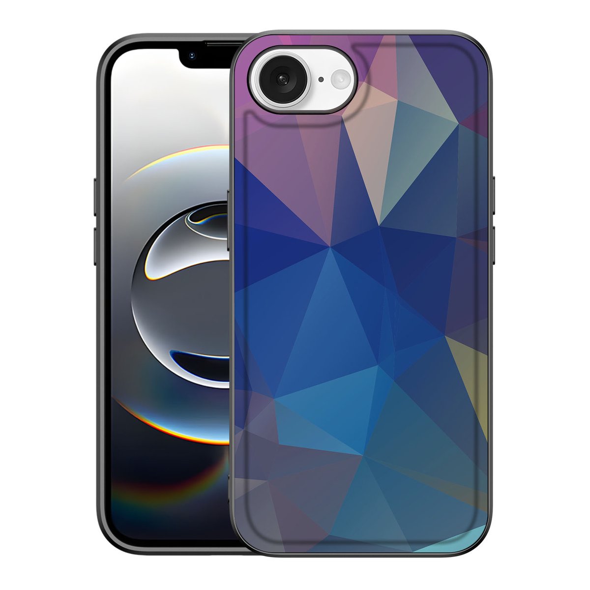 Apple iPhone 16e iPhone 16e Backcover Polygon Dark abstract design aanzicht
