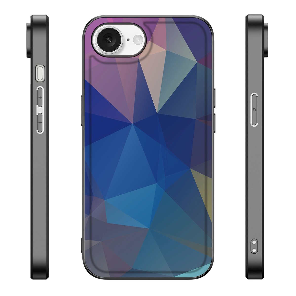 Apple iPhone 16e Backcover Polygon Dark abstract design zijkant