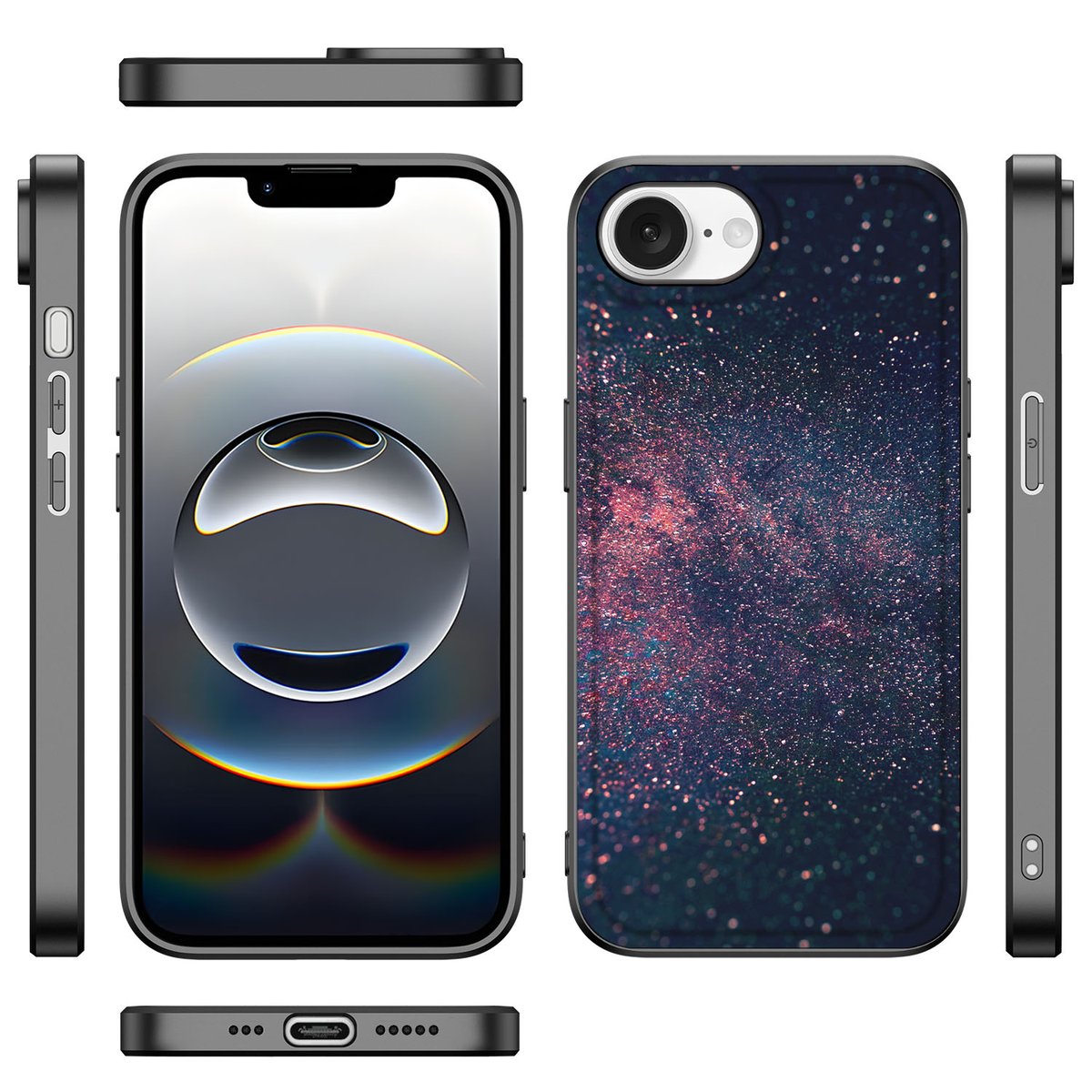 Apple iPhone 16e Backcover Stars abstract print zijaanzicht