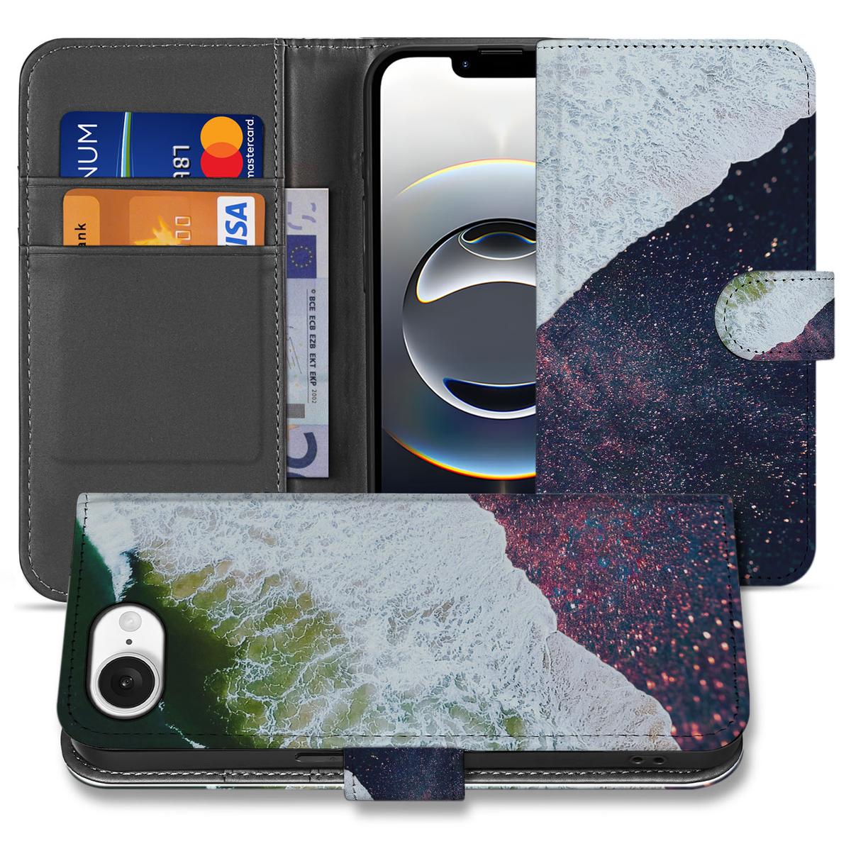 Apple iPhone 16e Book Case Sea in Space design uniek aanzicht