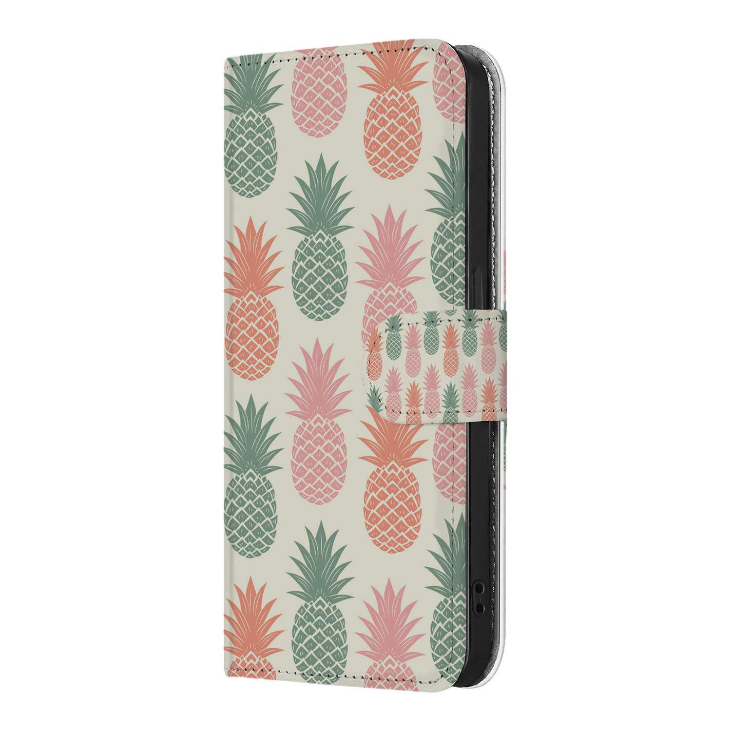 iPhone 16e Book Cover Ananas telefoonhoesje ananas design rechtse aanzicht