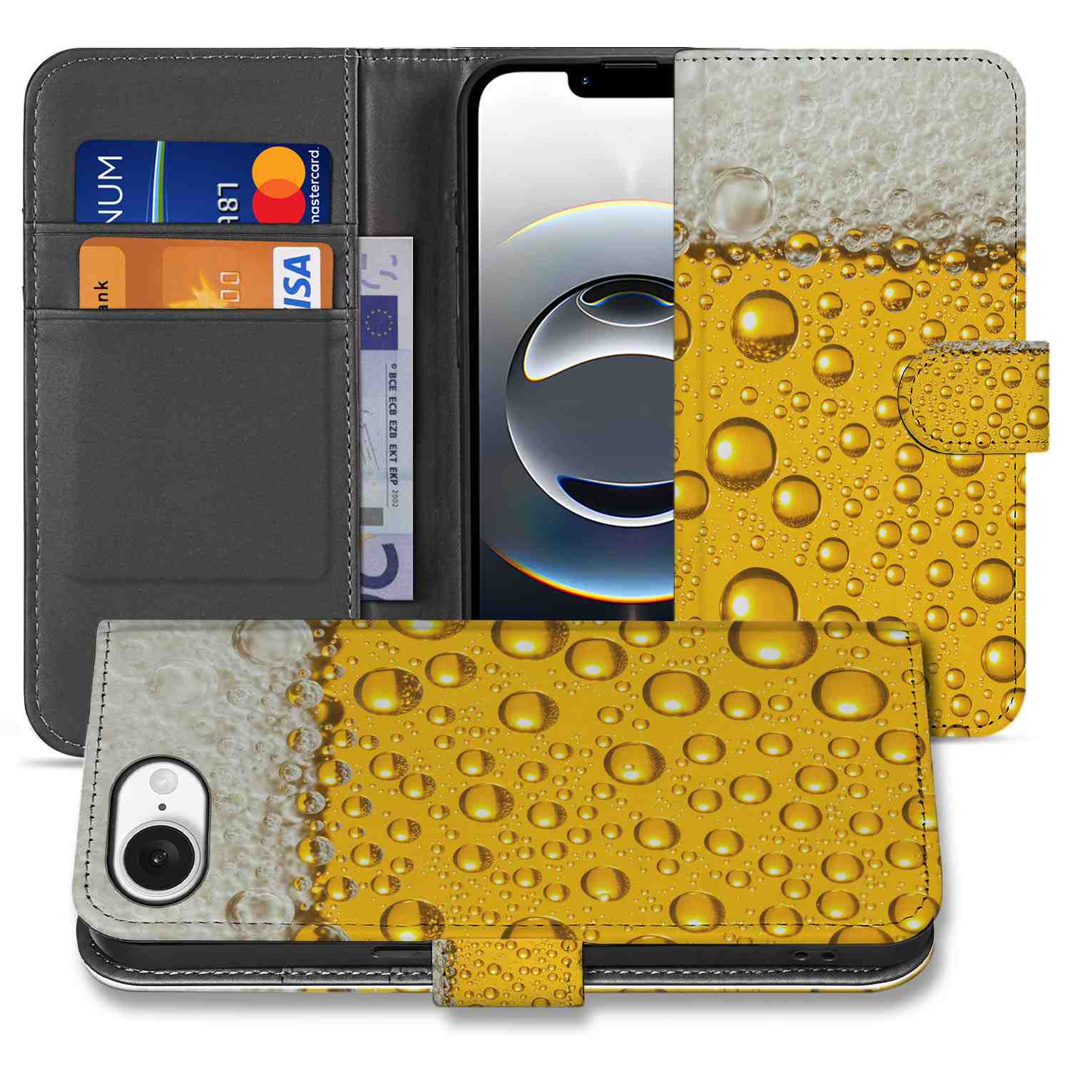 iPhone 16e Book Cover Bier telefoonhoesje bierdesign voorkant