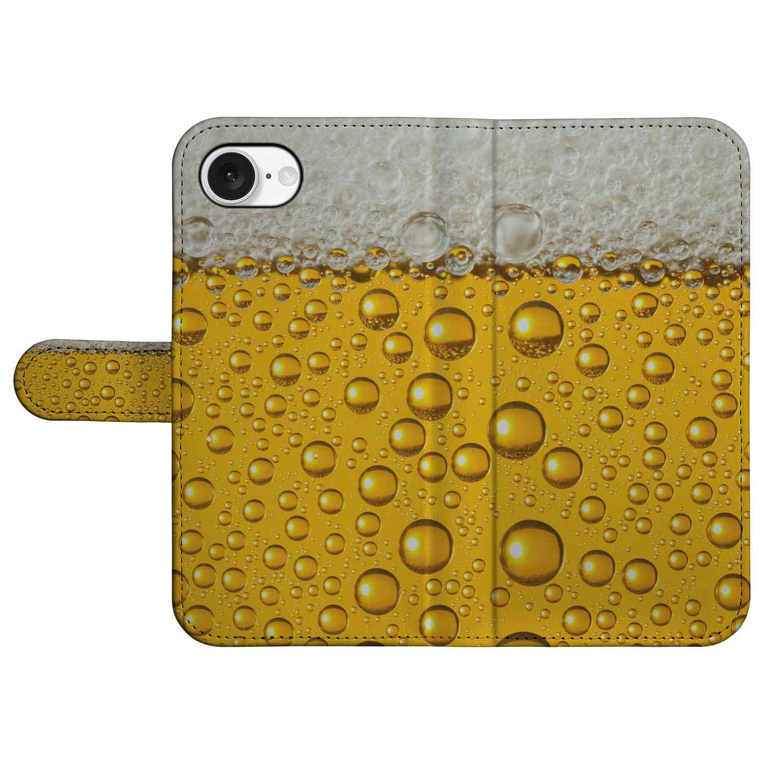Apple iPhone 16e Book Cover Bier design bier goud aanzicht