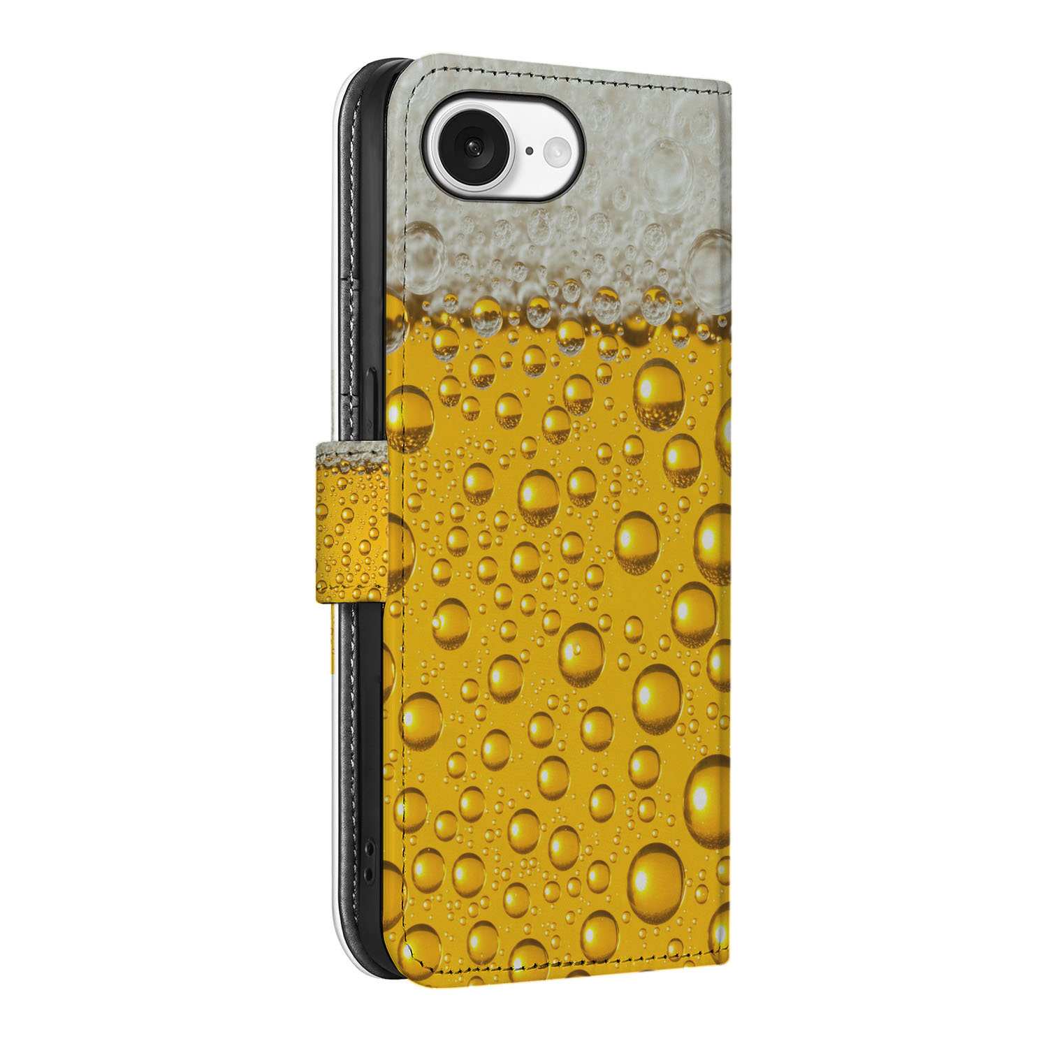 iPhone 16e Book Cover Bier telefoonhoesje design bier aanzicht