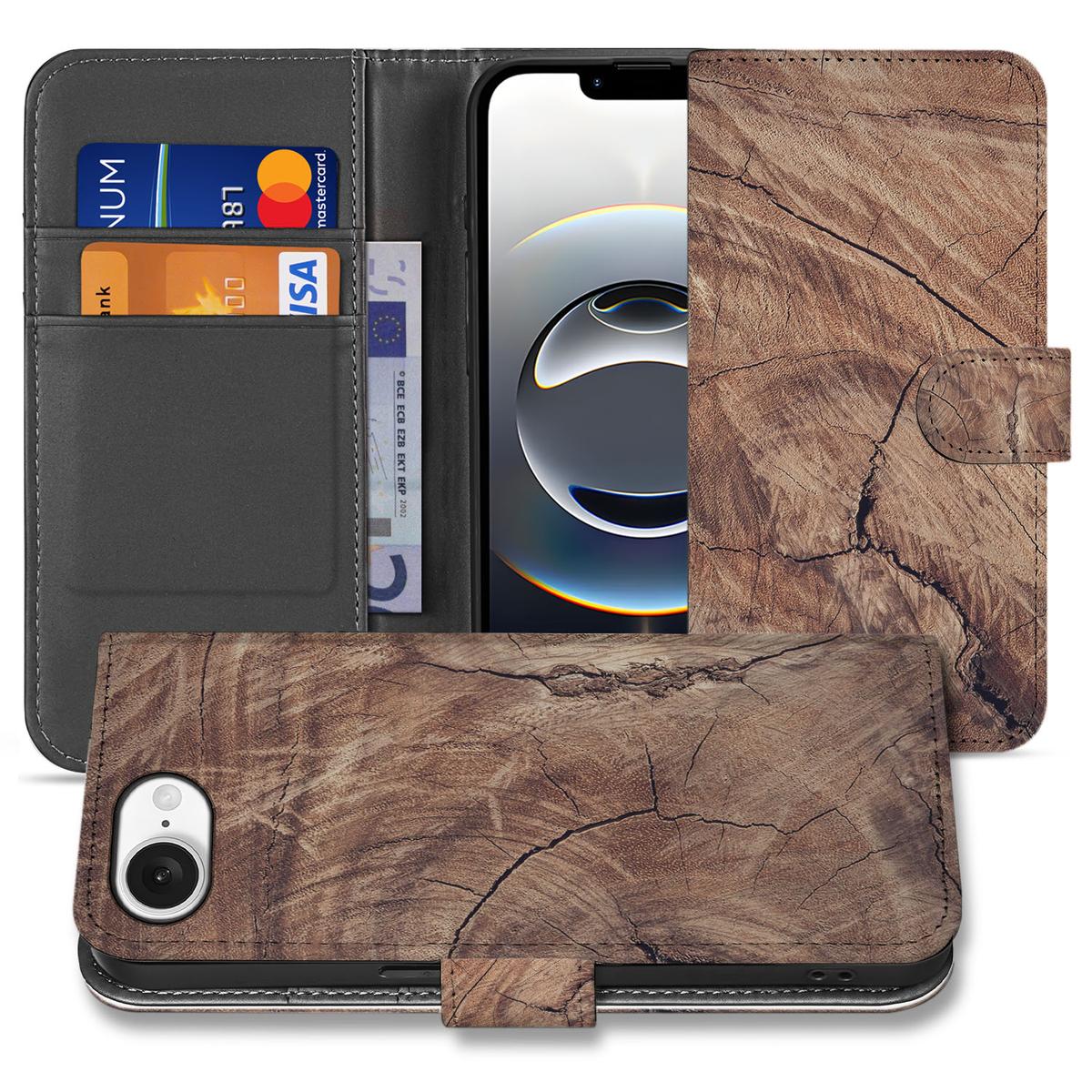 iPhone 16e Book Style Case Tree Trunk telefoonhoesje boomstam aanzicht