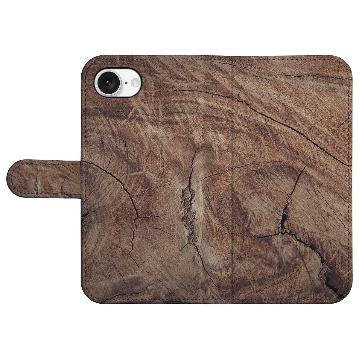 iPhone 16e Book Style Case Tree Trunk telefoonhoesje boomstam aanzicht