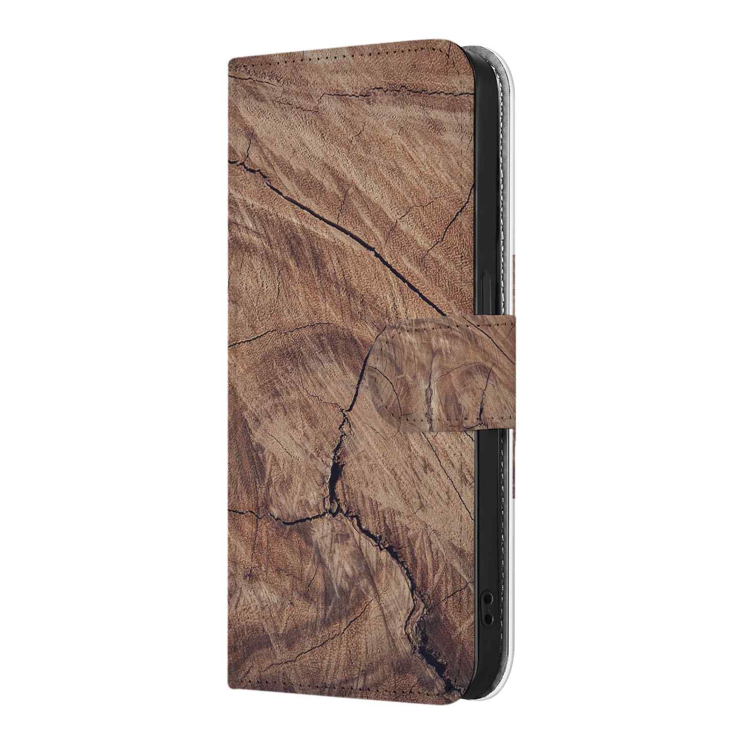 iPhone 16e Book Style Case Tree Trunk telefoonhoesje boomstam design aanzicht