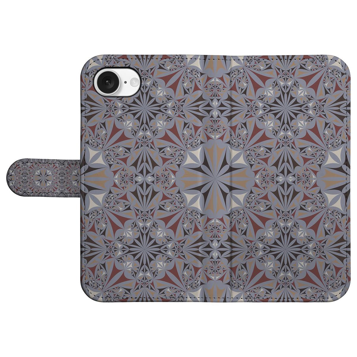 iPhone 16e Bookcase Flower Tiles design Flower Tiles aanzicht