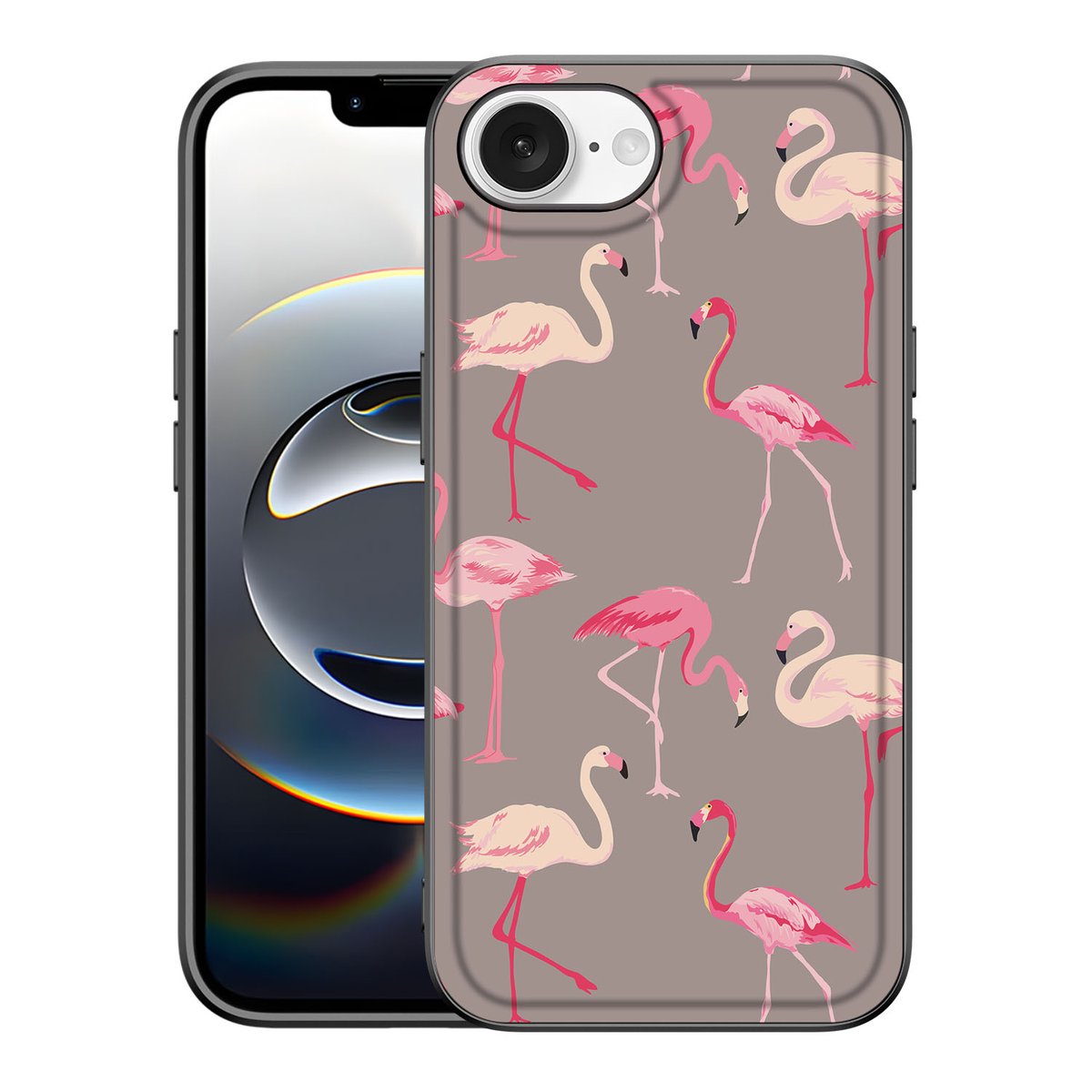 Apple iPhone 16e iPhone 16e Dierenprint Telefoonhoesje Flamingo back cover flamingo design