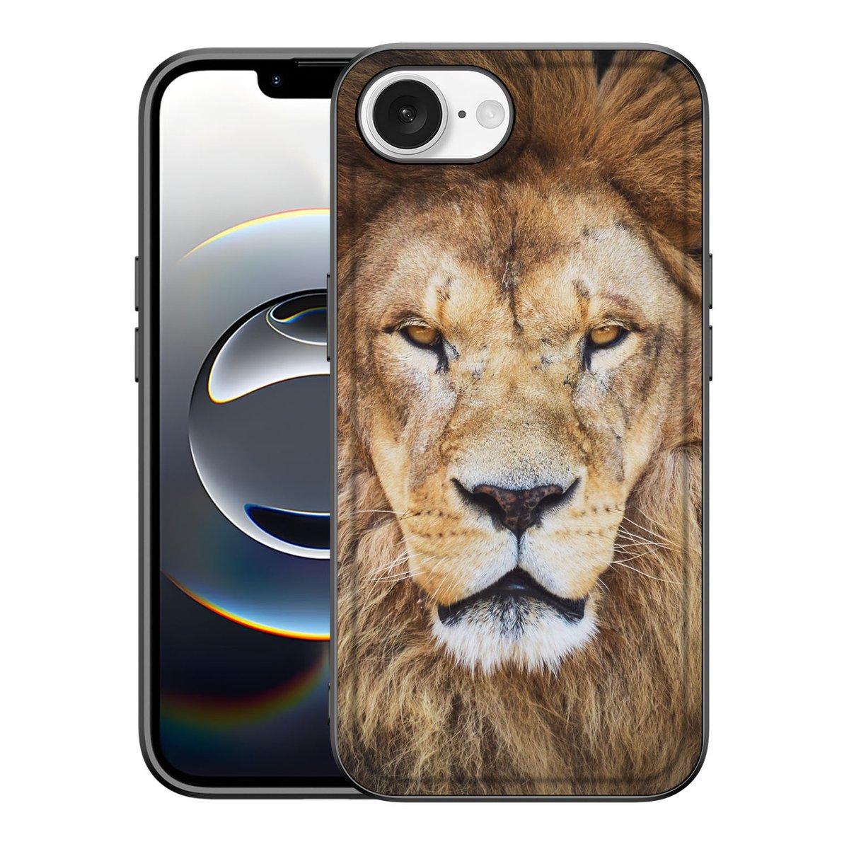 Apple iPhone 16e Dierenprint Telefoonhoesje Leeuw dierenprint front