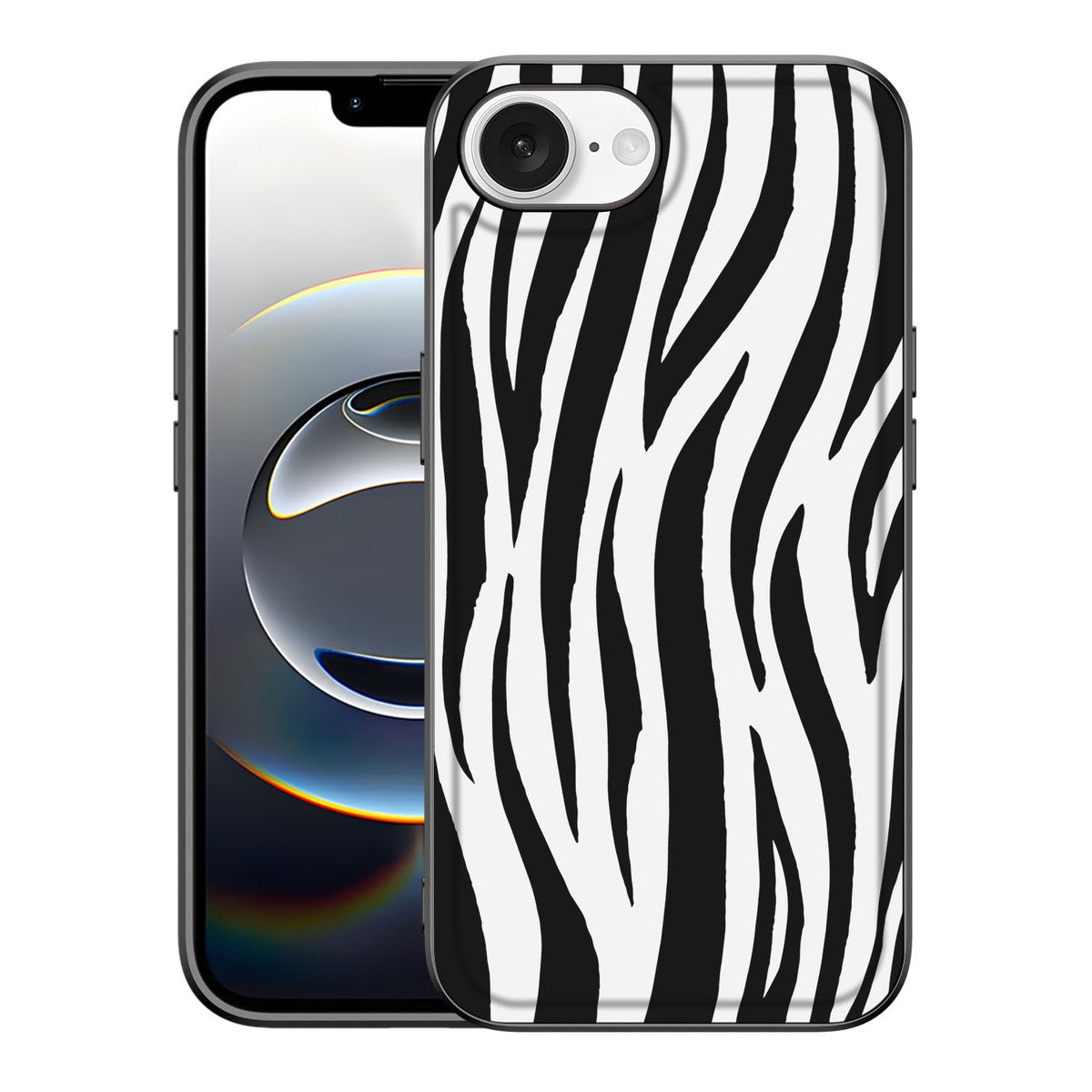 Apple iPhone 16e iPhone 16e Dierenprint Telefoonhoesje Zebra zwart-wit dierenprint achterkant