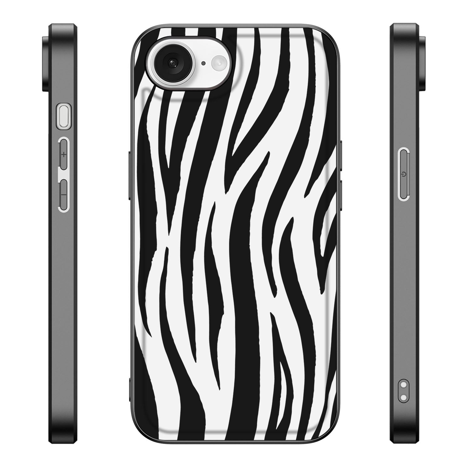 Apple iPhone 16e Dierenprint Telefoonhoesje Zebra dierenprint zijkanten