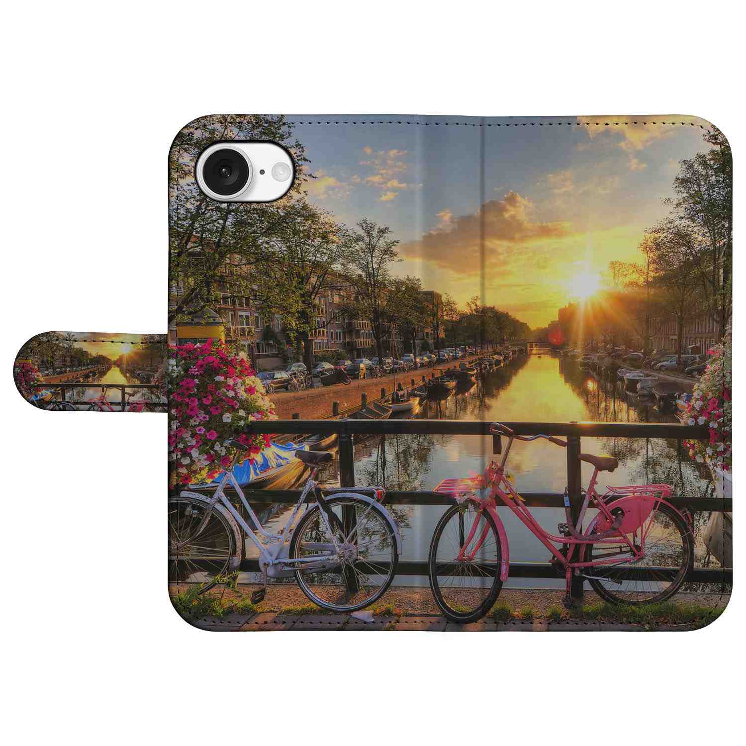 iPhone 16e Flip Cover Amsterdamse Grachten telefoonhoesje design Amsterdamse grachten aanzicht
