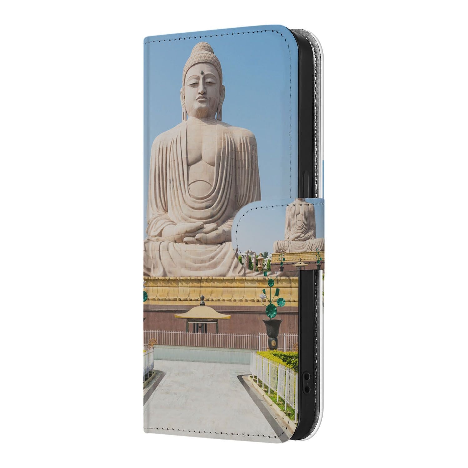 iPhone 16e Flip Cover Boeddha hoesje boeddhabeeld voorkant