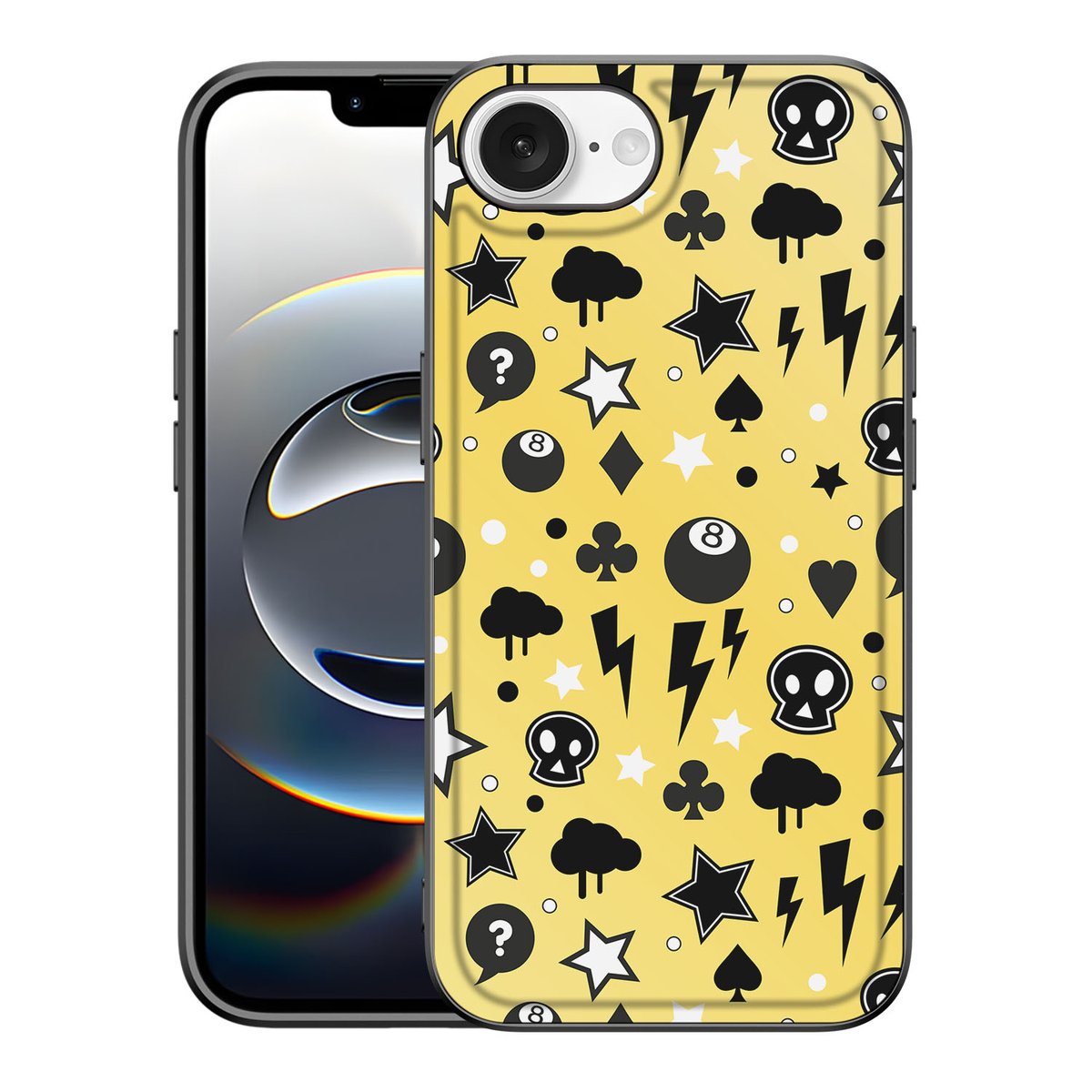 Apple iPhone 16e iPhone 16e GSM Cover Punk Yellow design punk geel aanzicht