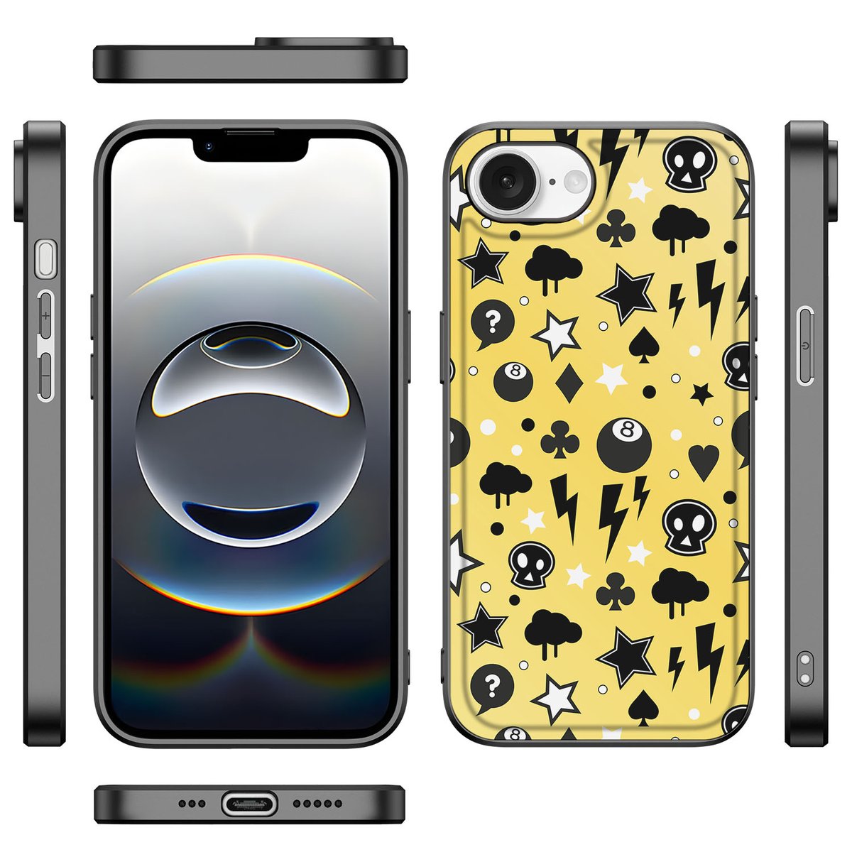 Apple iPhone 16e iPhone 16e GSM Cover Punk Yellow design aanzicht
