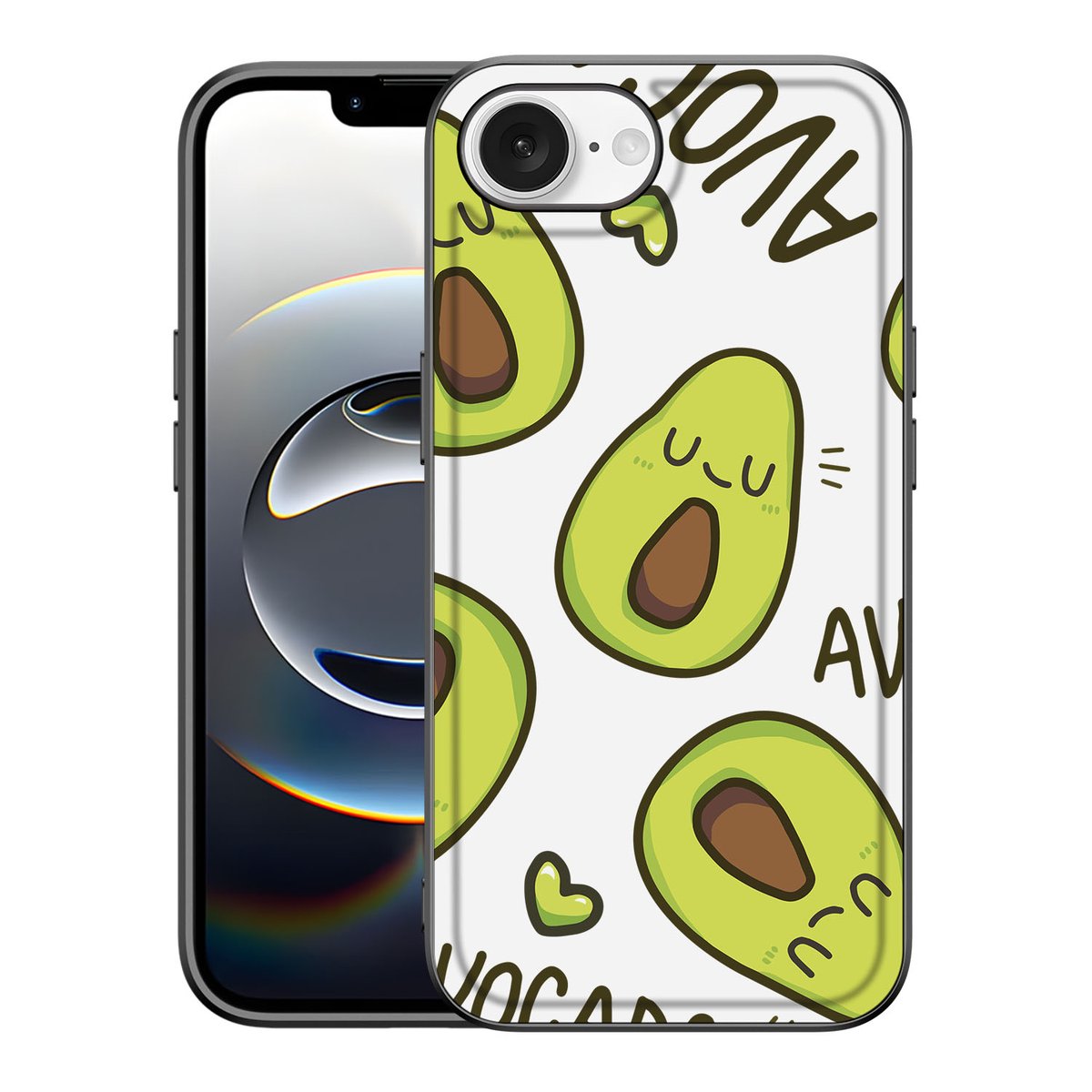 Apple iPhone 16e hoesje Avocado Singing design illustratie voorkant