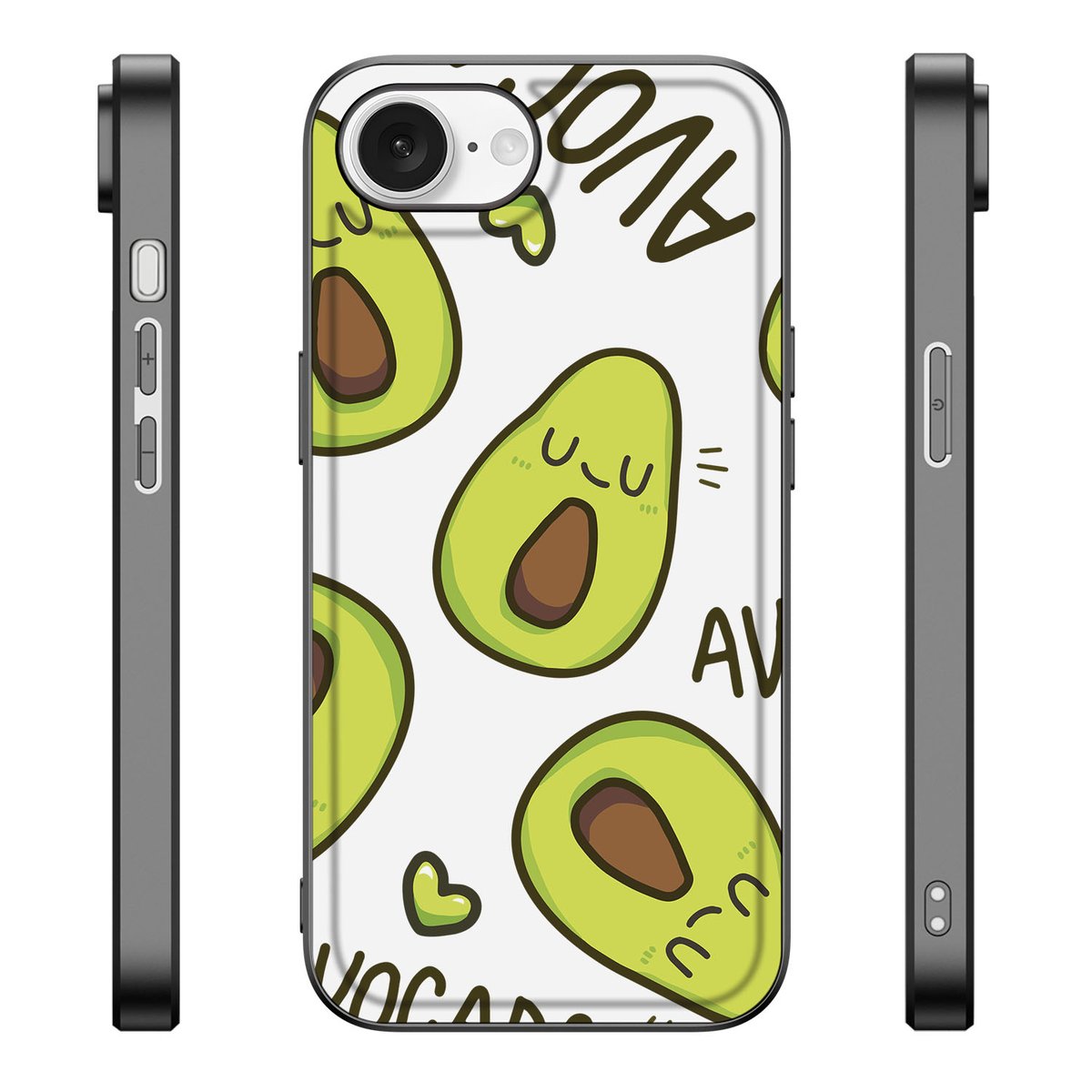 Apple iPhone 16e Hoesje Avocado Singing illustraties zijkanten