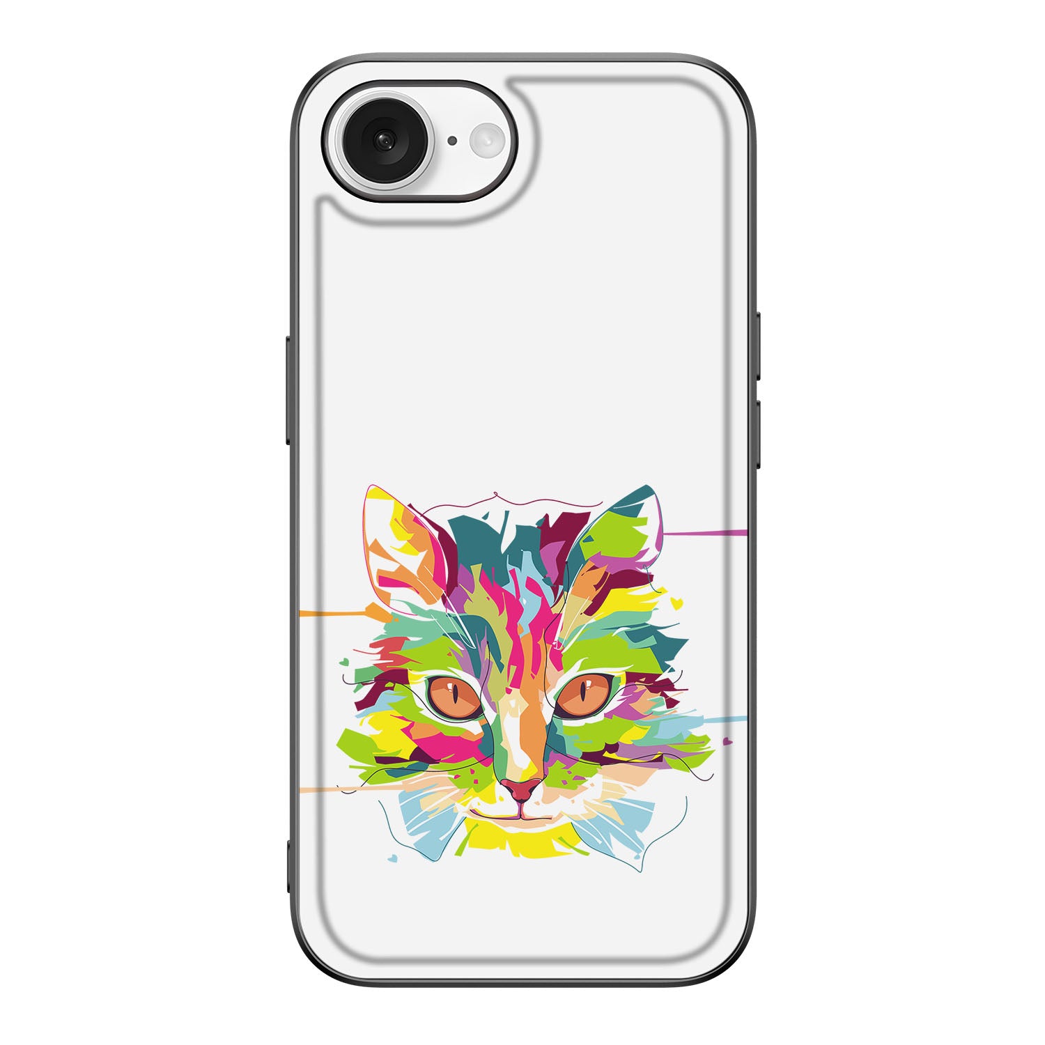 Apple iPhone 16e hoesje Cat Color illustraties design voorkant