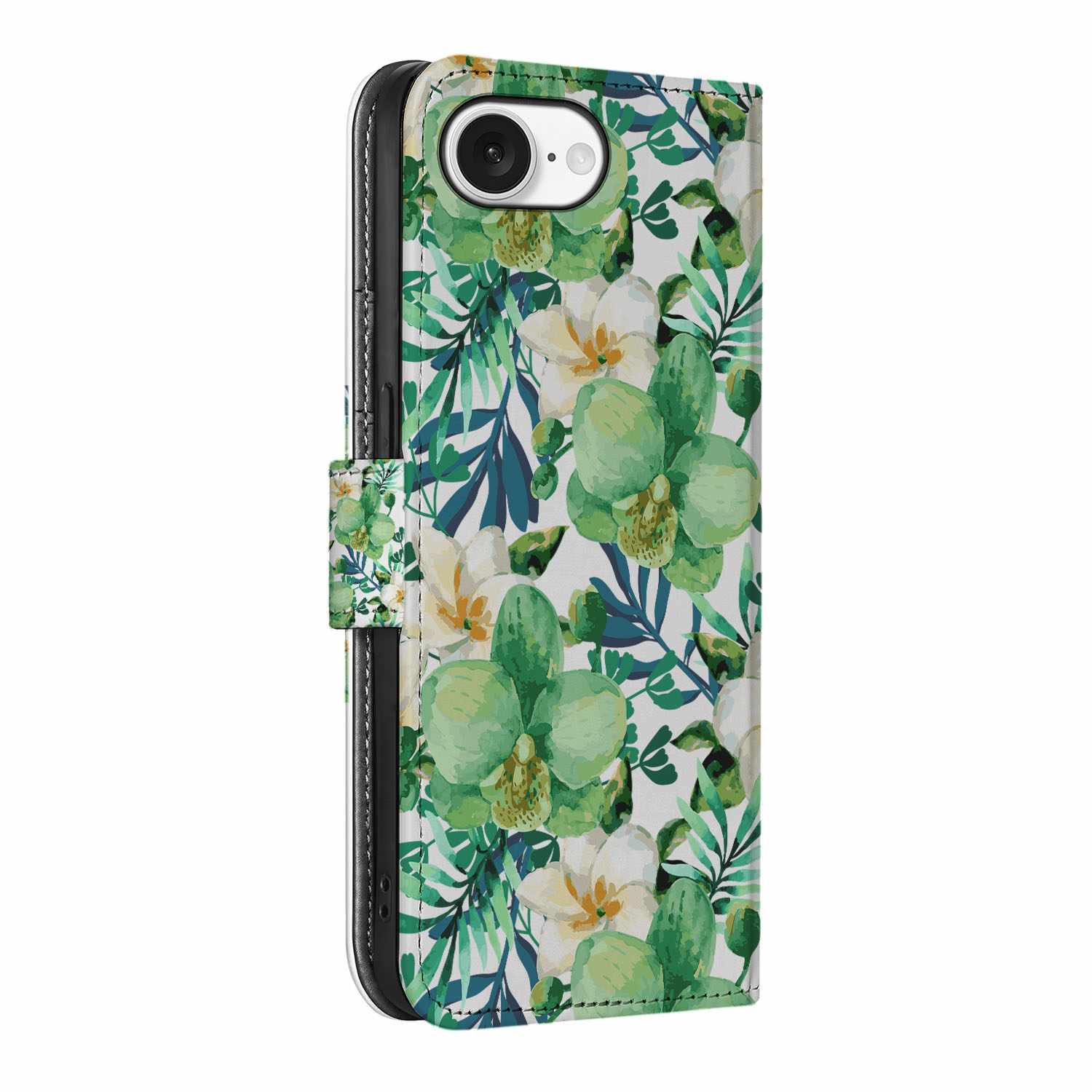 iPhone 16e Hoesje Orchidee Groen telefoonhoesje orchidee groen aanzicht