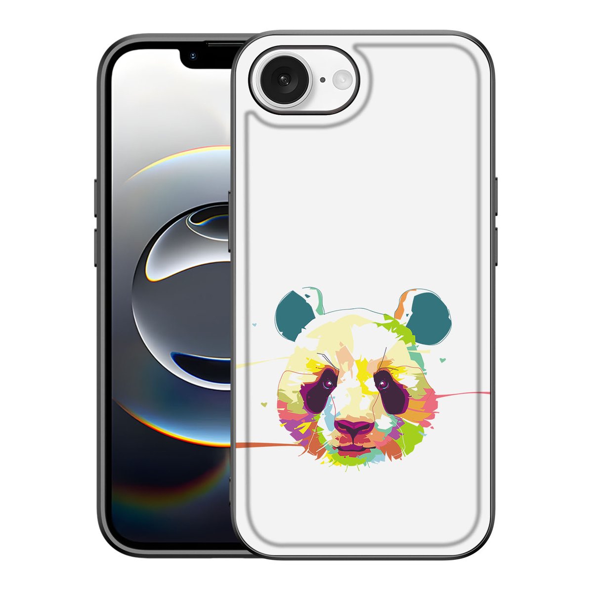 Apple iPhone 16e hoesje Panda Color panda illustratie achterkant