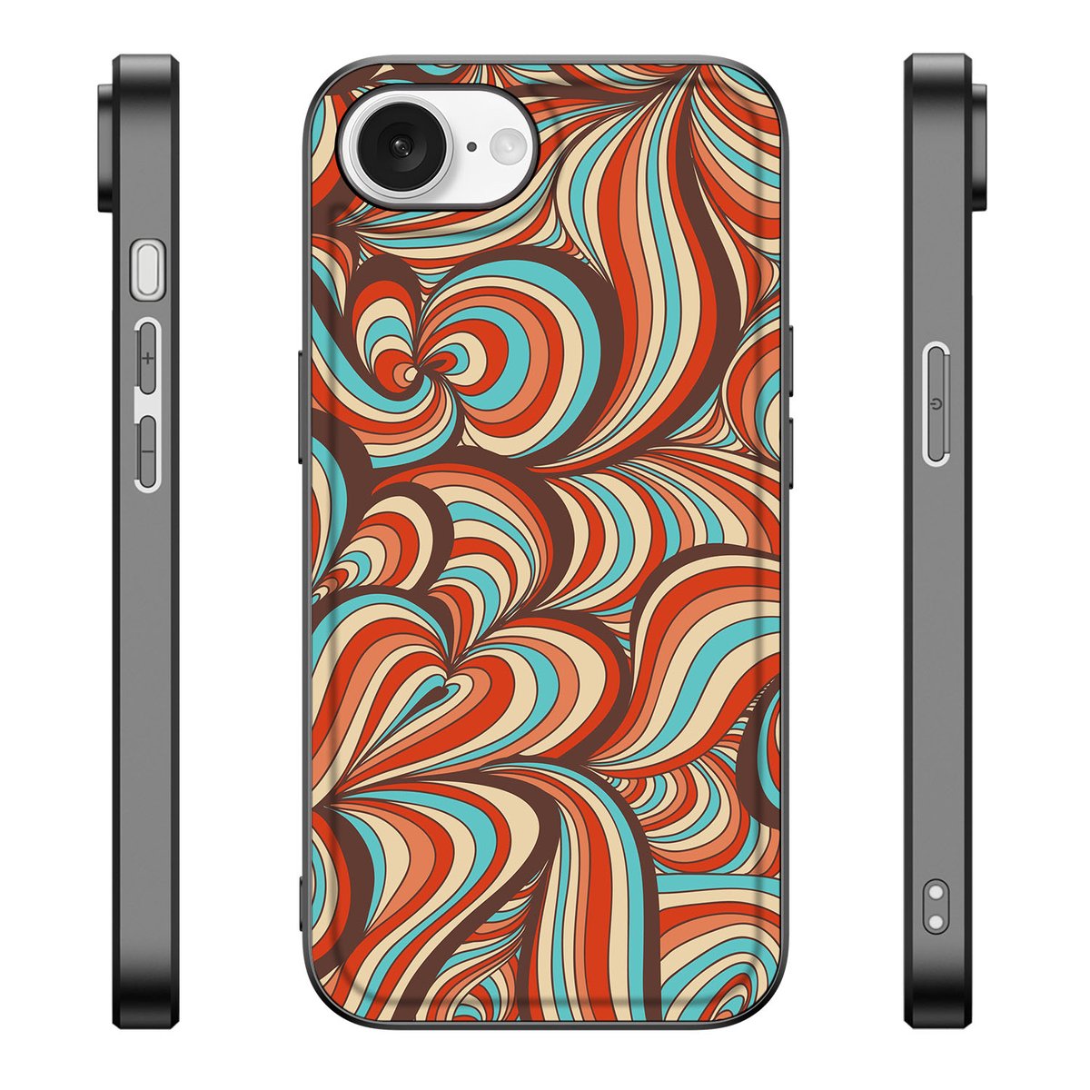 Apple iPhone 16e Leuk Telefoonhoesje Retro Vormen print achterkant