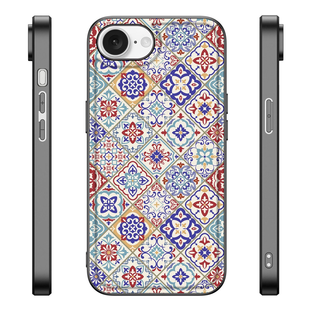Apple iPhone 16e Marmeren Print Telefoonhoesje Tiles Color back cover stenen print zijkanten