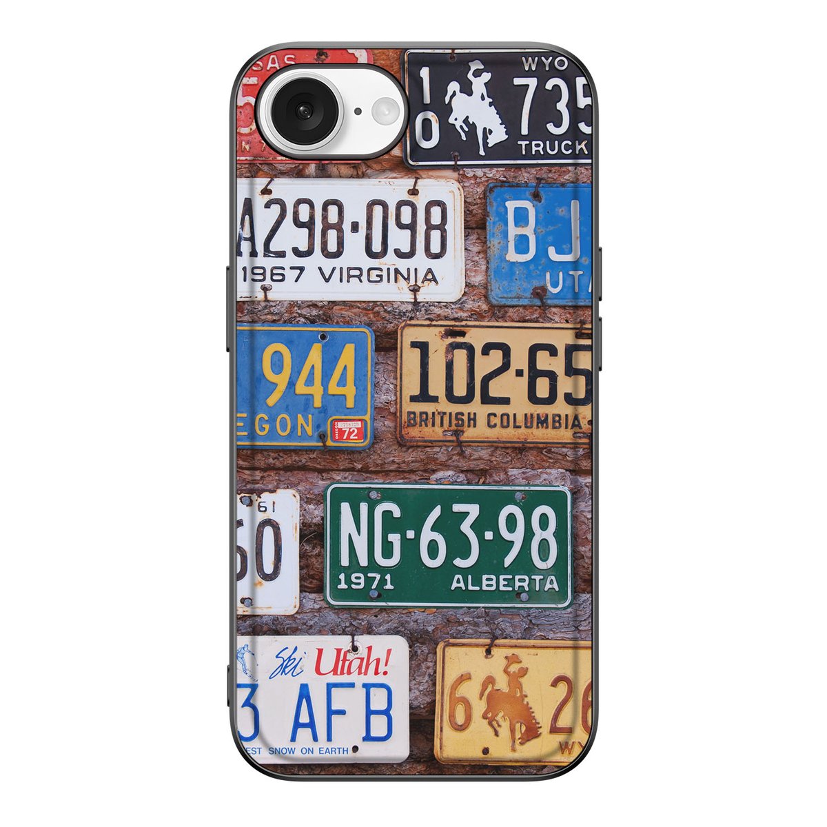 Apple iPhone 16e Silicone Back Case Kentekenplaten vintage design voorkant