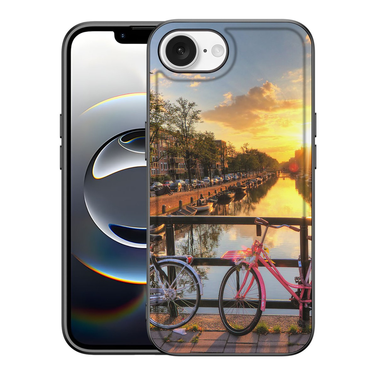 iPhone 16e TPU Backcover Amsterdamse Grachten fietsen Amsterdamse Grachten design