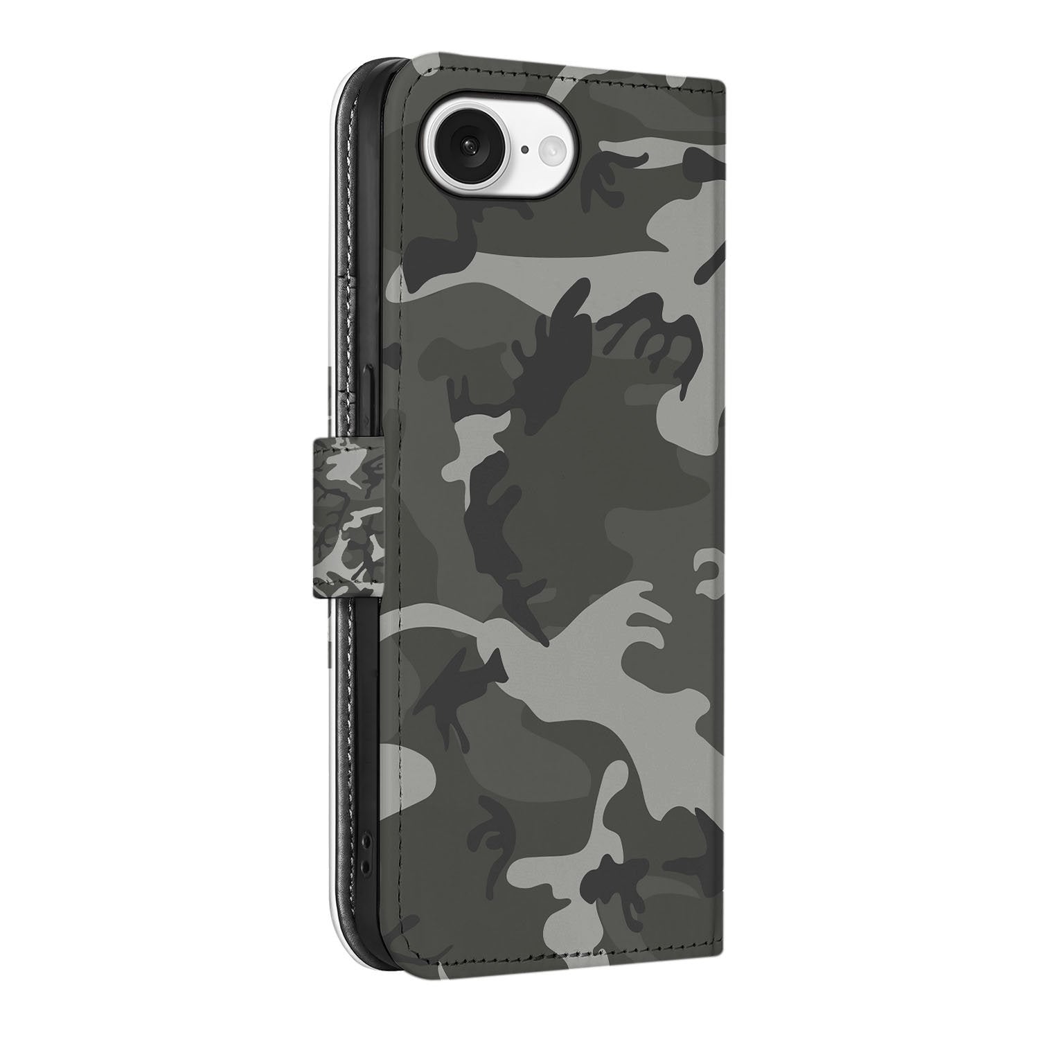 iPhone 16e Telefoon Hoesje Army Light telefoonhoesje camouflage ontwerp zijaanzicht