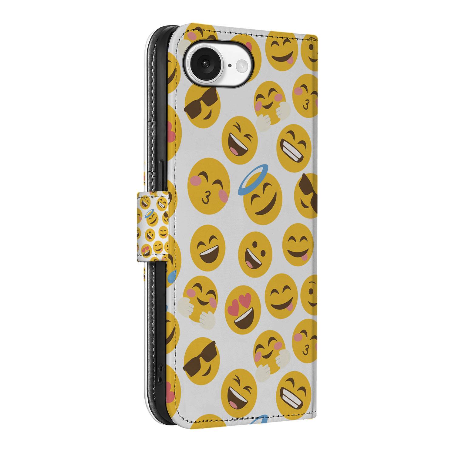 iPhone 16e Telefoon Hoesje Emoji bookcase emoji aanzicht