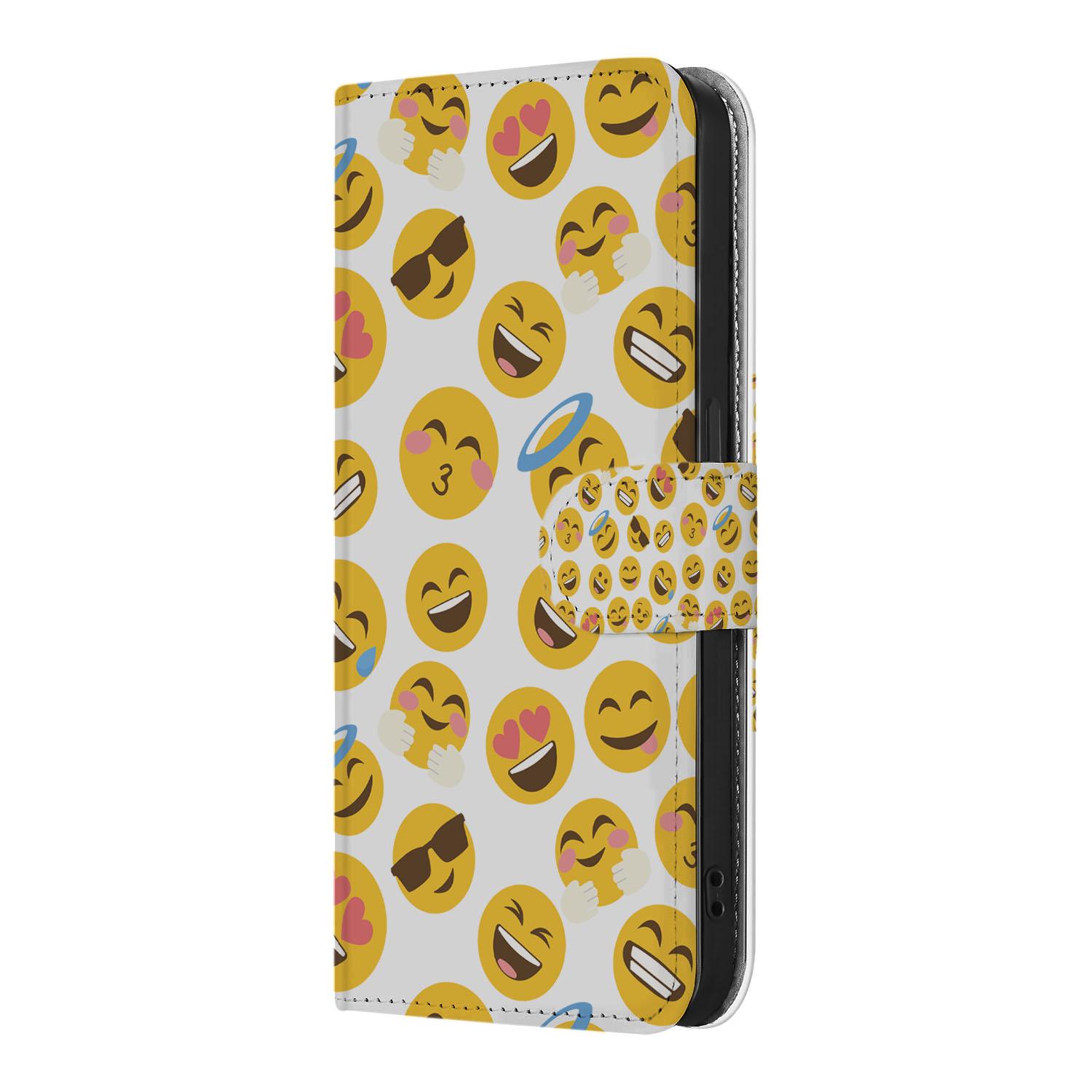 iPhone 16e Telefoon Hoesje Emoji bookcase emoji design aanzicht