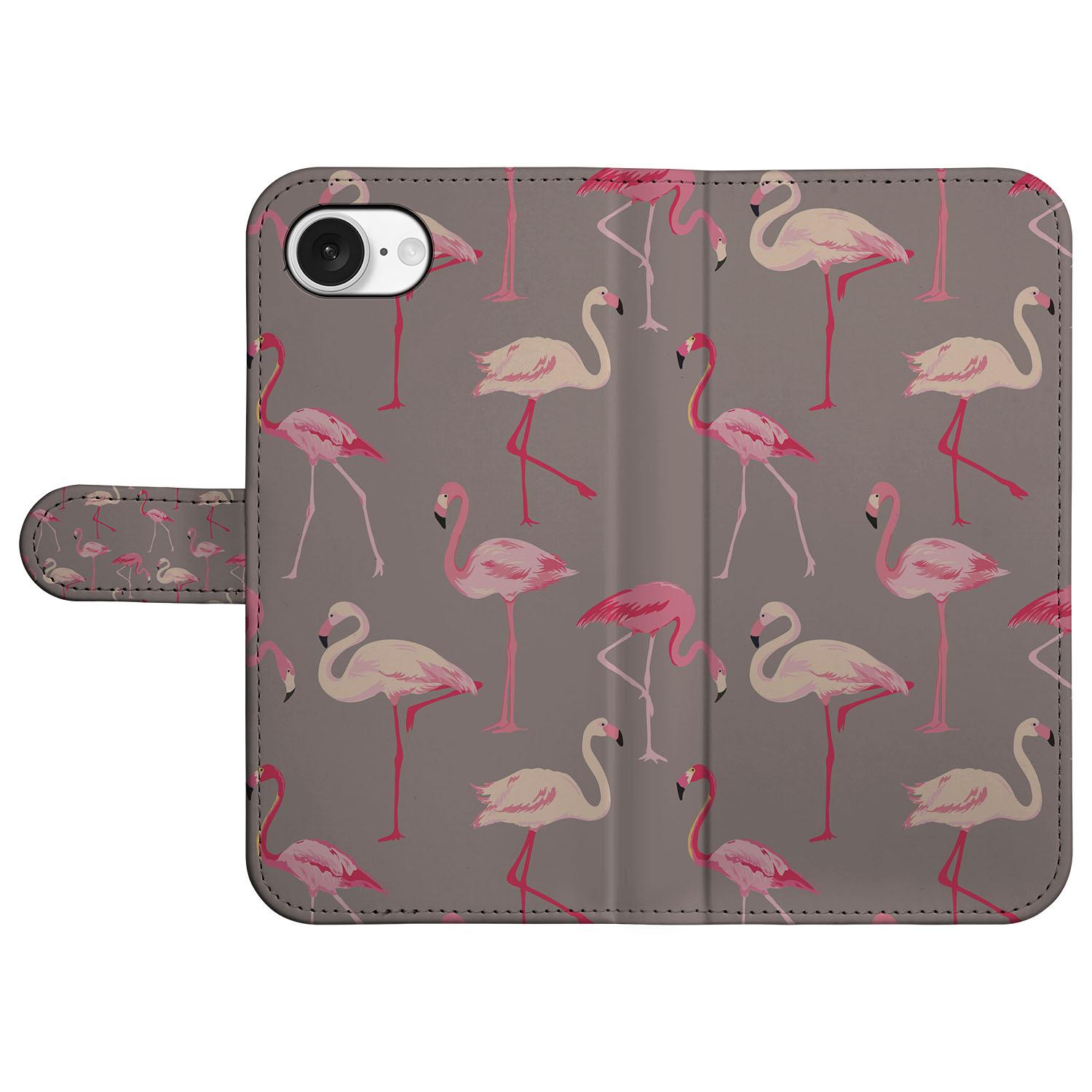 iPhone 16e Telefoonhoesje met Pasjes Flamingo hoesje flamingo design voorkant