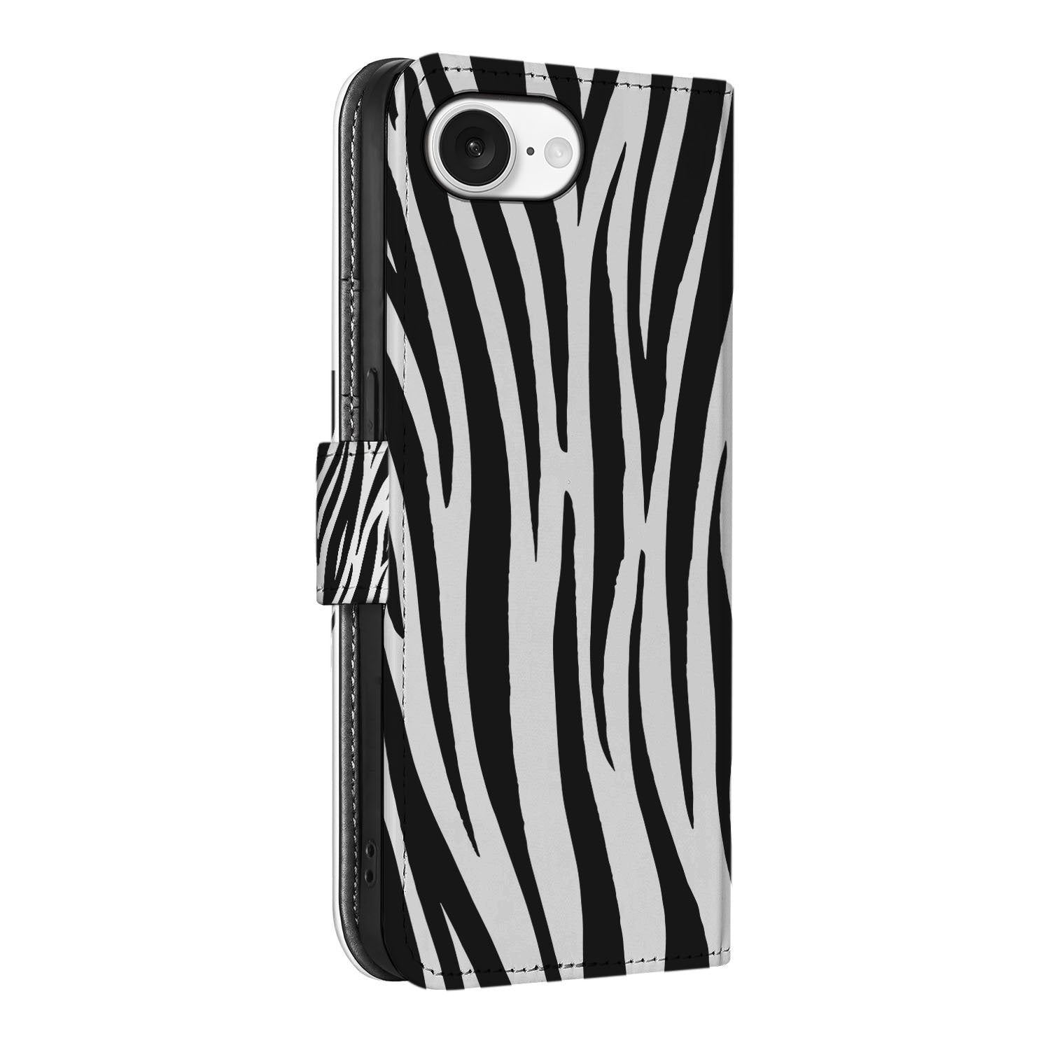 iPhone 16e Telefoonhoesje met Pasjes Zebra telefoonhoesje zebraprint zijkant